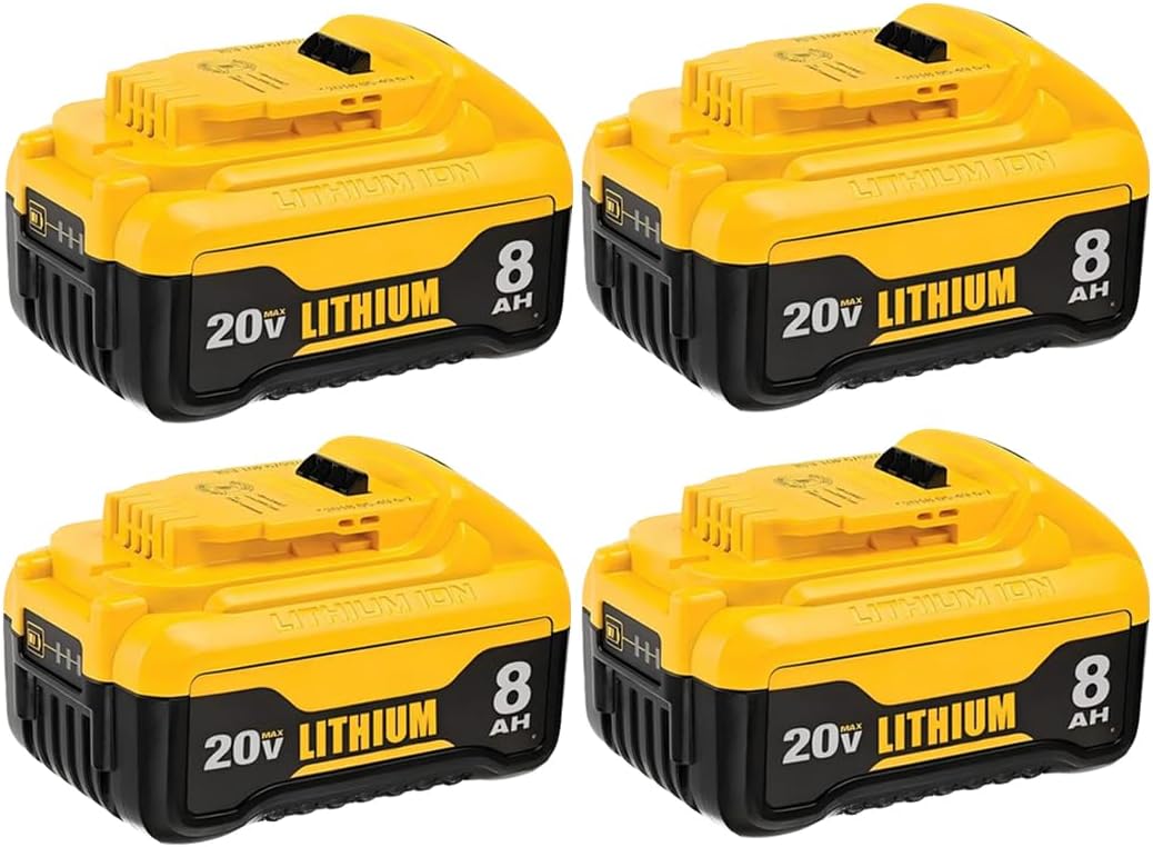 4-Pack DCB200 8.0 Ah Replacement for Dewalt 20V Max Battery Lithium ion DCB606 DCB204 DCB200 DCB201 DCB203 DCB181 DCB609