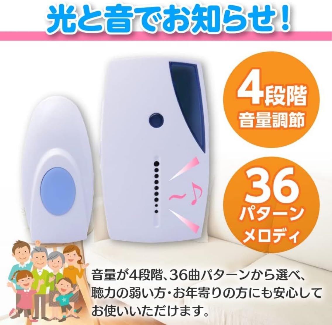 ワイヤレスコール　呼び鈴 Amazon.co.jp: zhenlongdianzi ワイヤレス ドアチャイム 電池式