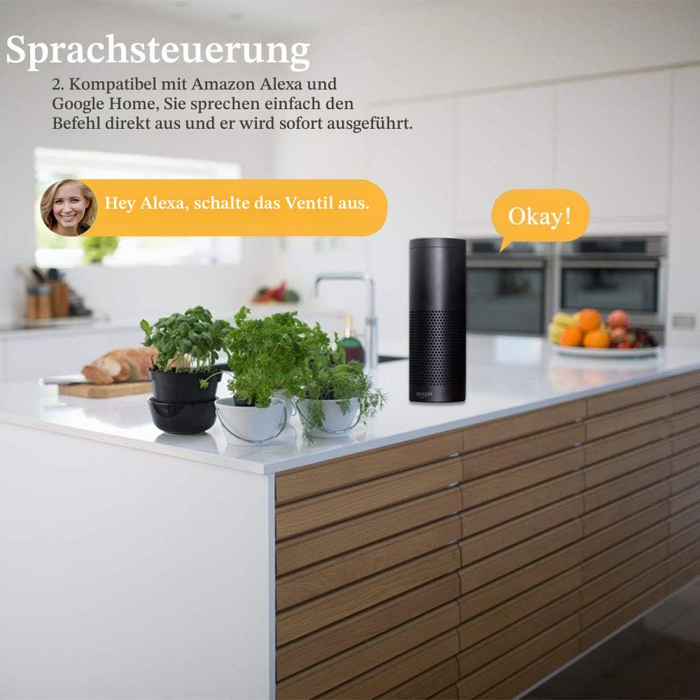 Smart WLAN Ventilsteuerung: App-Fernsteuerung & Zeitplan. Alexa & Google Home kompatibel. Manueller Reset. Für Gartenbewässerung, Pool & Gewächshaus, Typ 1