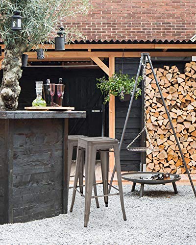 Fdw Metal Bar Stools Set Of 4 Counter Height Barstool Stackable Barstools 24 Inch 30 Inch Indoor Outdoor Patio Bar Stool Home Kitchen Dining Stool Backless Bar Chair (30", Gun) #TOP1