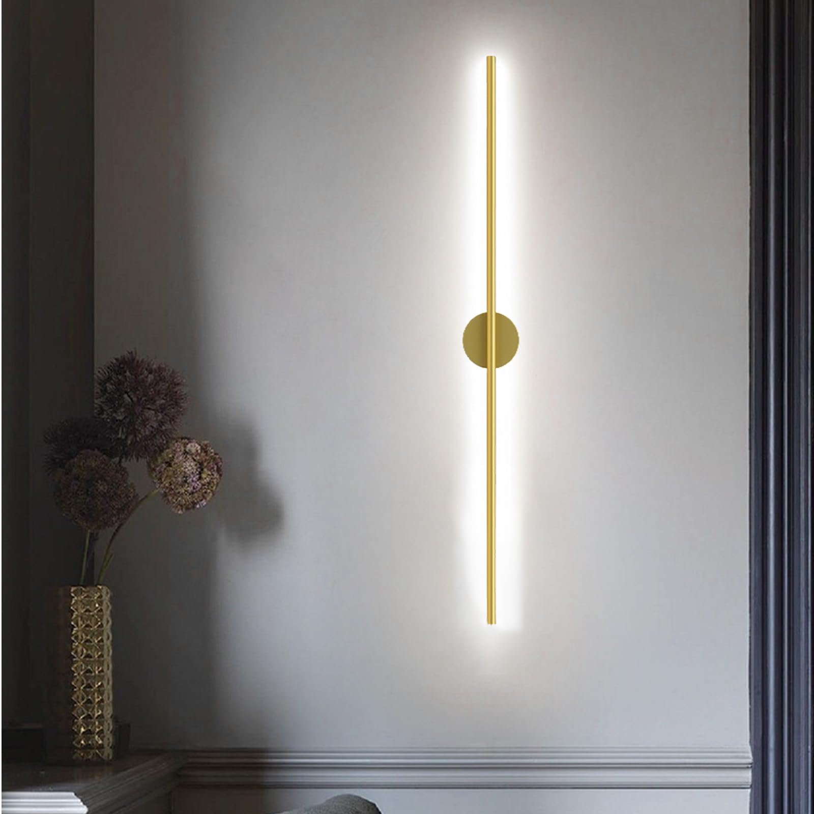 HCZKIUJY Nordic Style LED Wall Sconce Light - Long Decorative Wall Mounted Lighting Fixture with Ambient Background Illumination for Living Room, Corridor, Bedroom, Hallway (Blackwhite Light-150cm)