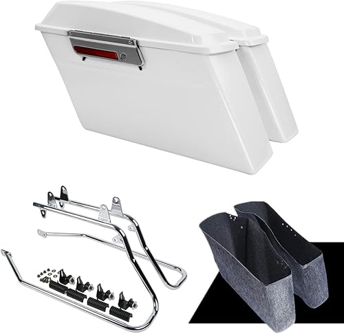 XMT-MOTO - Alforjas duras con soportes de conversión cromados para Harley Davidson 1984-2017 Softail modelos FLST, FLSTC, FLSTF, FLSTN FLSTS, rojo