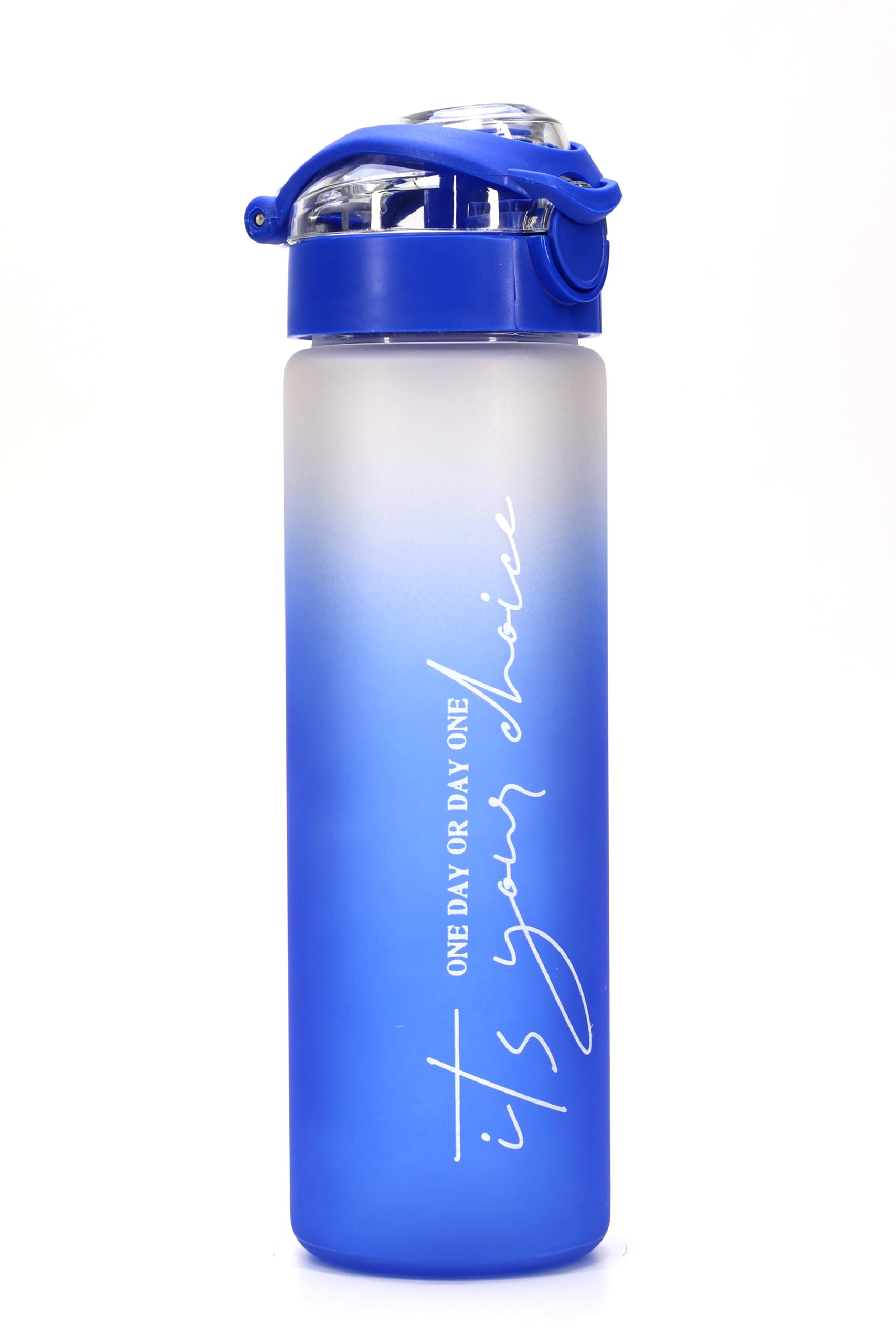 Su Matarası Tritan Geniş Ağız Su Şişesi Gradient Type Spor Matarası Suluğu BPAsız 630 mL Mavi 0111
