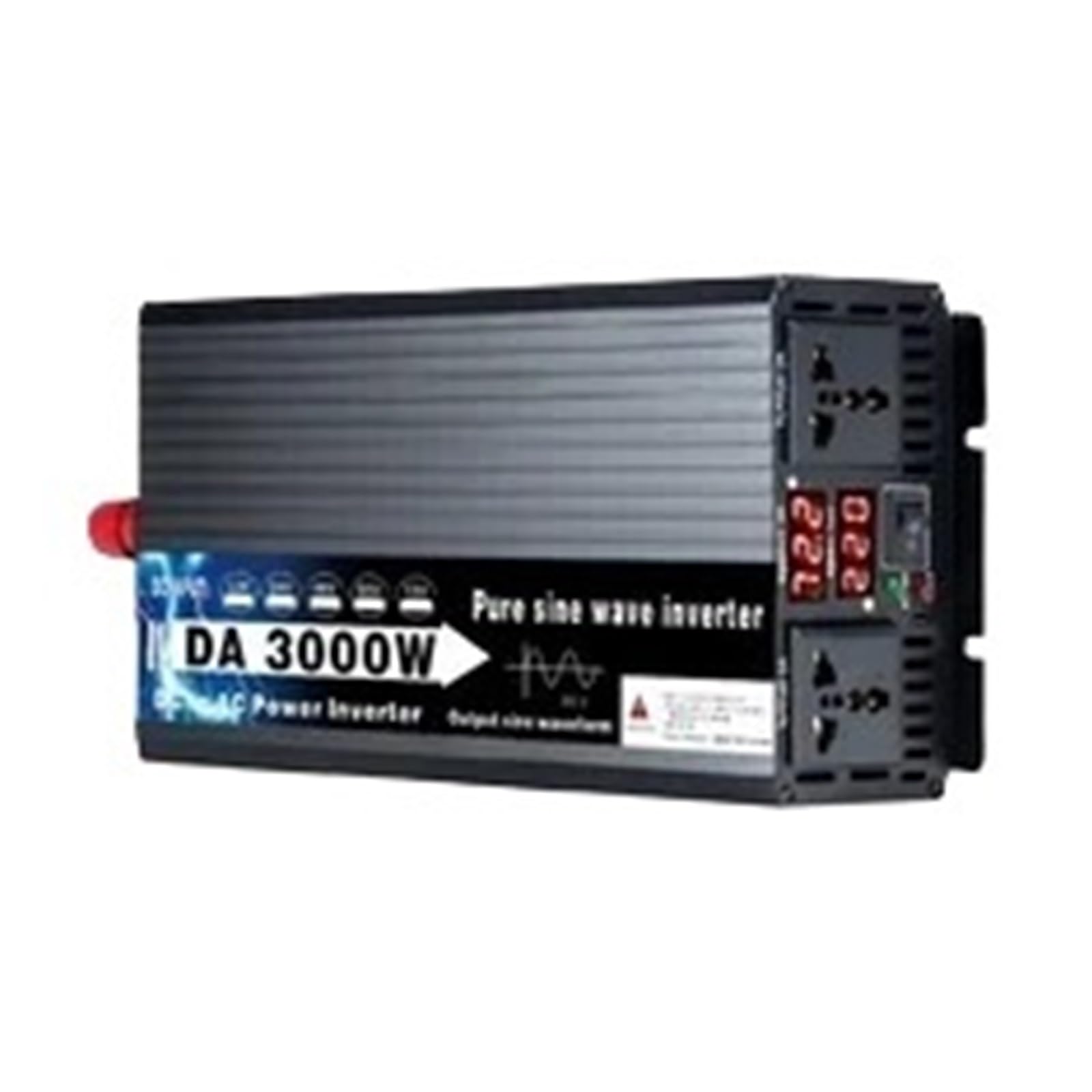 Inversor Onda Sinusoidal Pura 3000W 4000W 5000W CC 12V 24V 48V 60V 72V A CA 110V 220V Inversor Solar para Coche con Doble Pantalla Digital Portátil(48V,110V(60HZ),3000W 1500W)