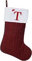 Vista 62 de Medias de Navidad con monograma de punto gris de 19.5 pulgadas. Calcetines de Navidad con inicial personalizadas, decoración de fiesta de Navidad