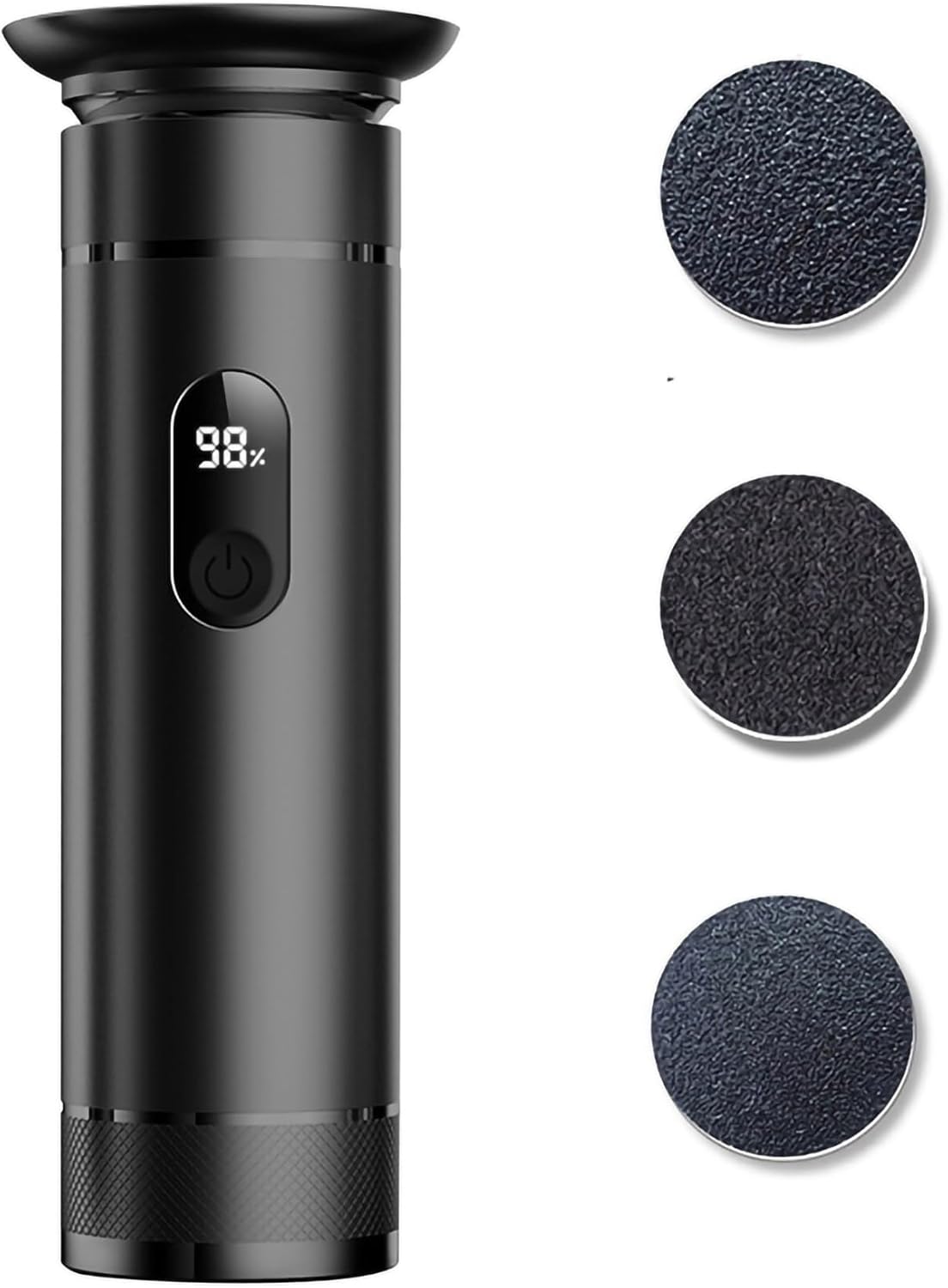 Foot File Hard Skin Remover Foot Care Kit 1200mAh Battery Capacity with 3 Rollers, Professional Pedicure Tools for Dead, Cracked Dry Skin Feet Scrubber (Color : Black)