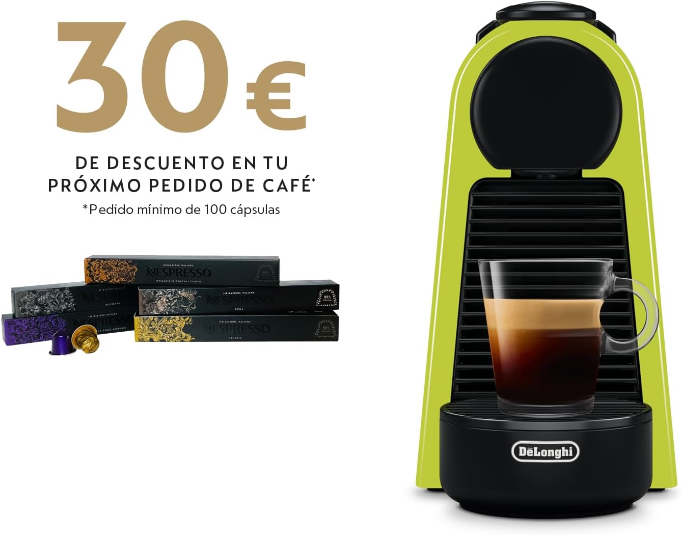 Nespresso Essenza Mini EN85.L, Macchina da caffè di DeLonghi, Sistema Capsule Nespresso, Serbatoio acqua 0.6L, Lime Green