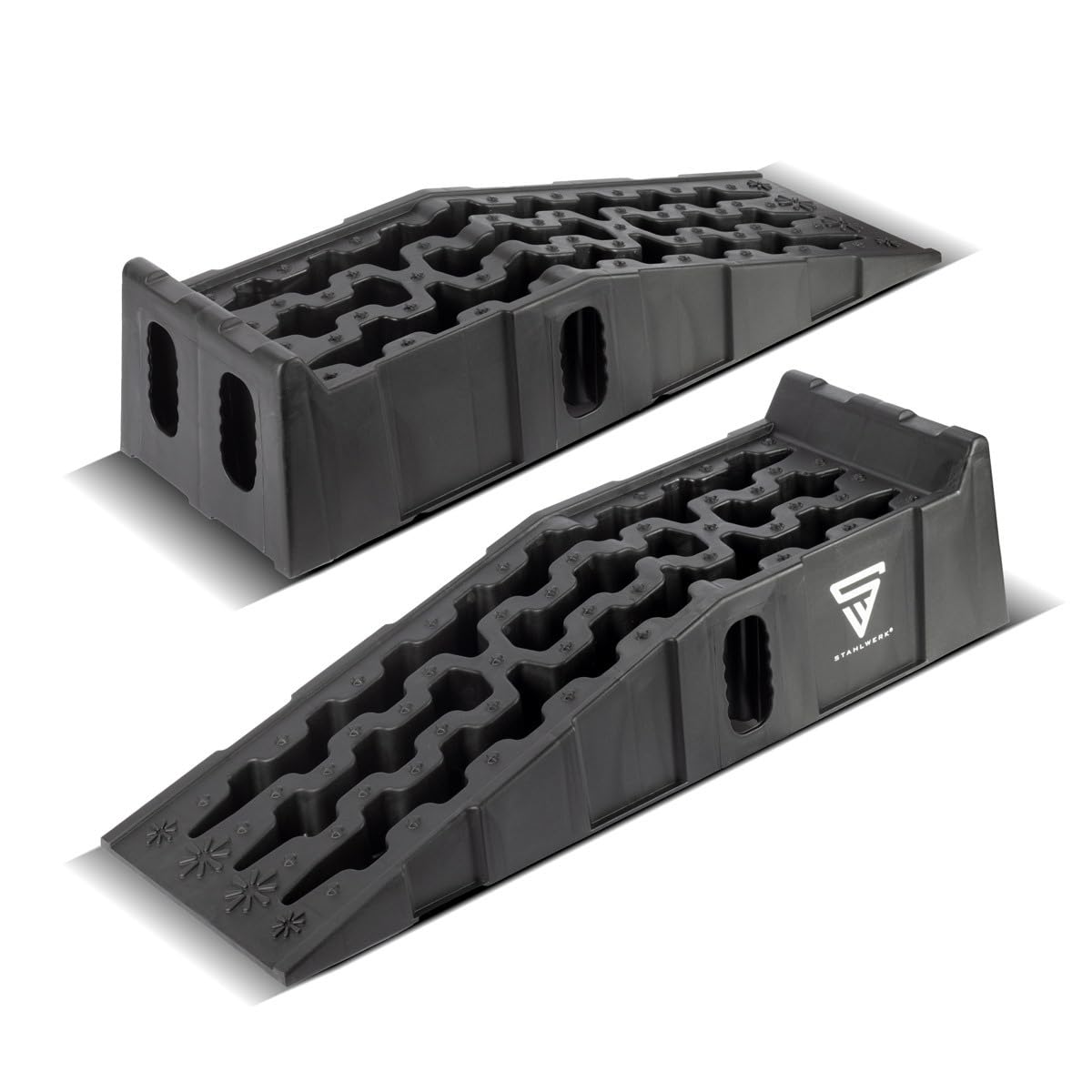 STAHLWERK Stufenkeil GT-15 ST 2er Set – Auffahrkeil, Unterlegkeil, 6 t Tragkraft pro Paar