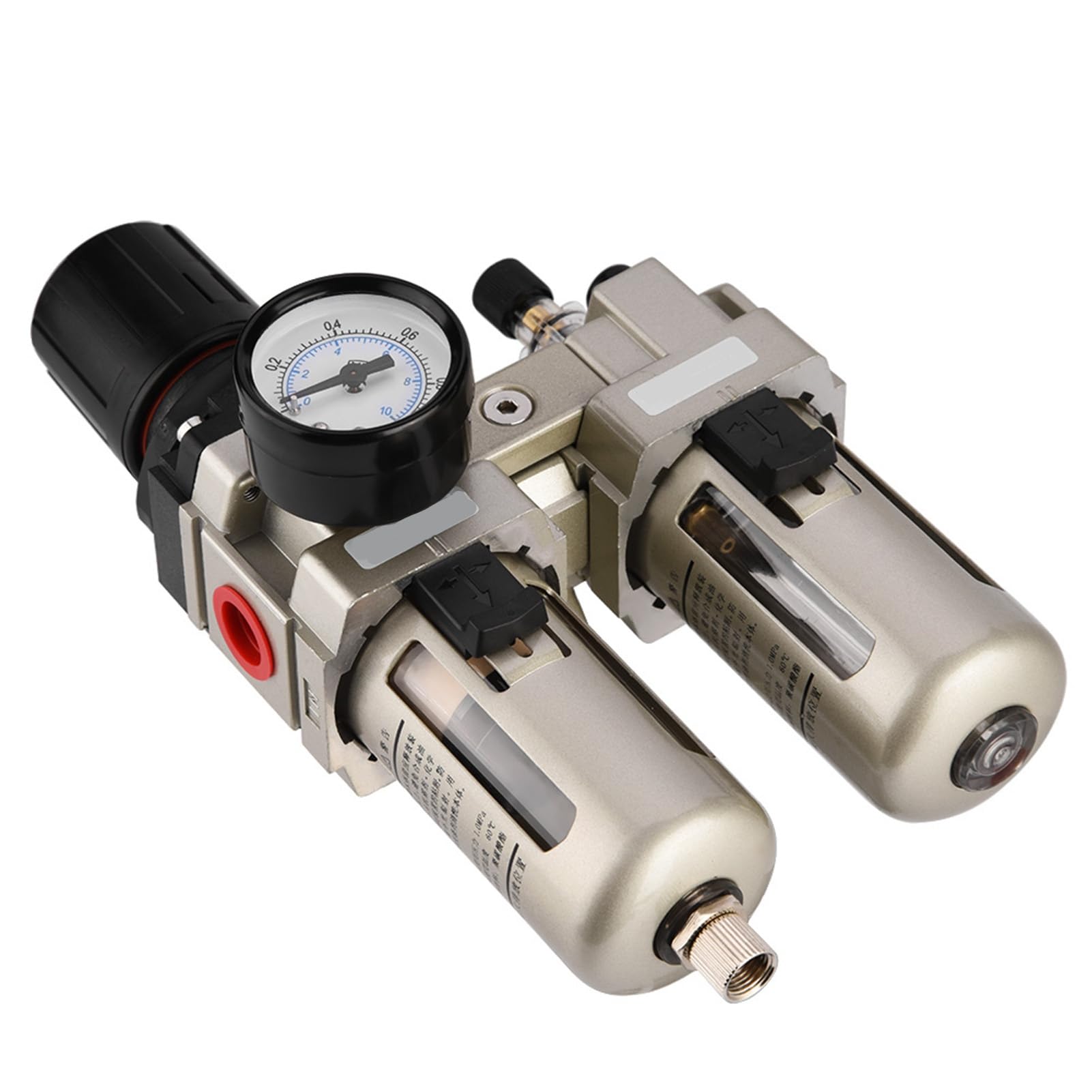 Filtro Regolatore d'Aria con Manometro 3/8", Regolatore di Pressione per Aria Compressa in Lega di Alluminio, Unità di Trattamento Aria AC3010-03 per Compressori e Utensili