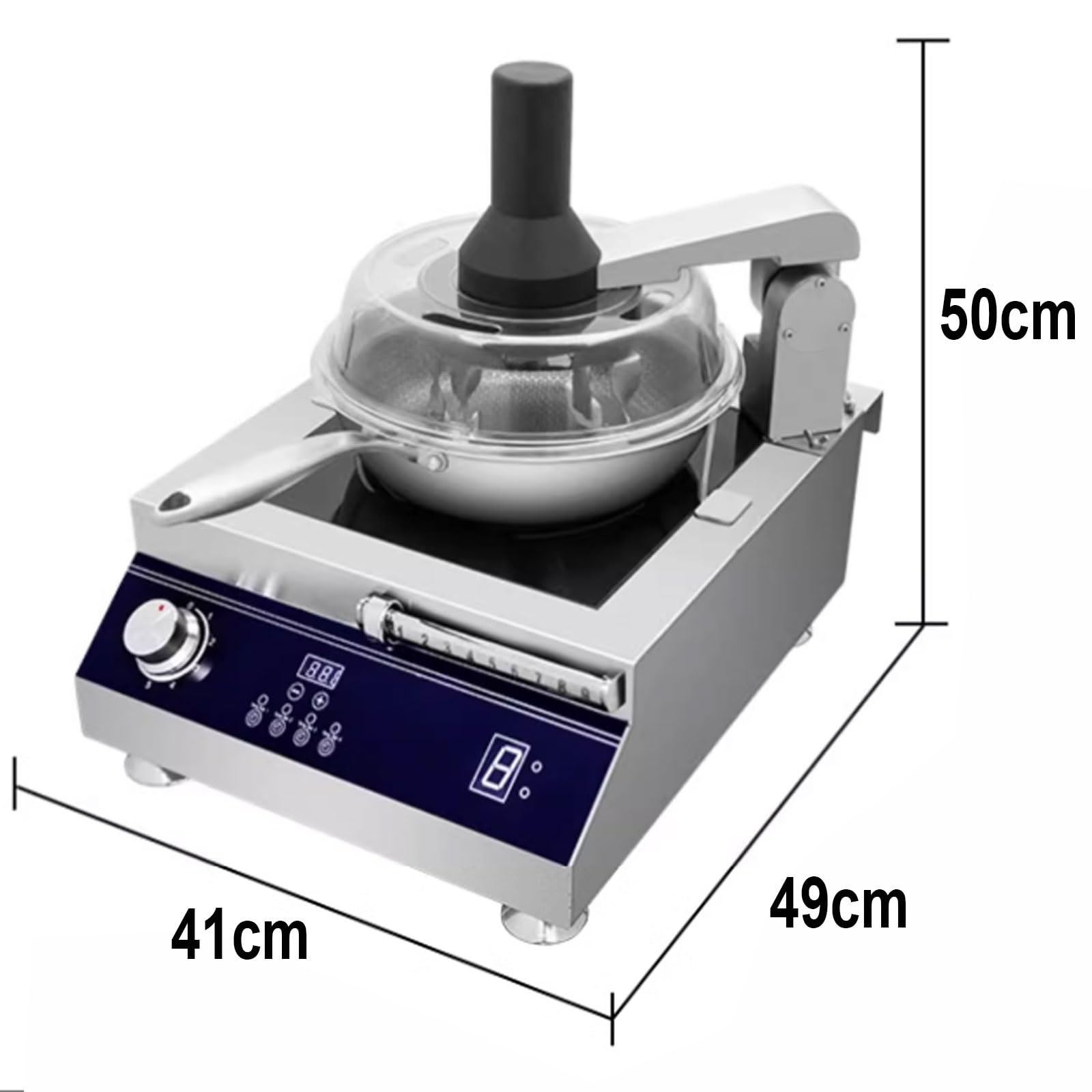 Robot De Cocina Diseño De Tapa Visible Transparente 9 Niveles De Ajuste De Potencia De Fuego Robot Cocina con Pantalla Táctil con Paleta Giratoria, 220v