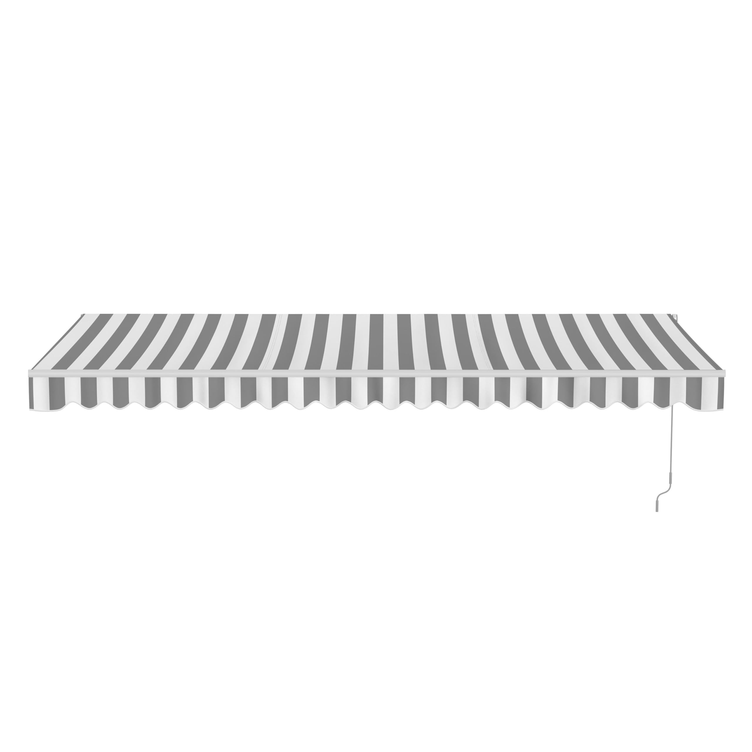 Aleko 16x10 feet Caribbean Style Electric White Frame Awning, Remote Control Motorized & Manual Crank, Outdoor Shade Canopy with UV-Resistant Fabric -