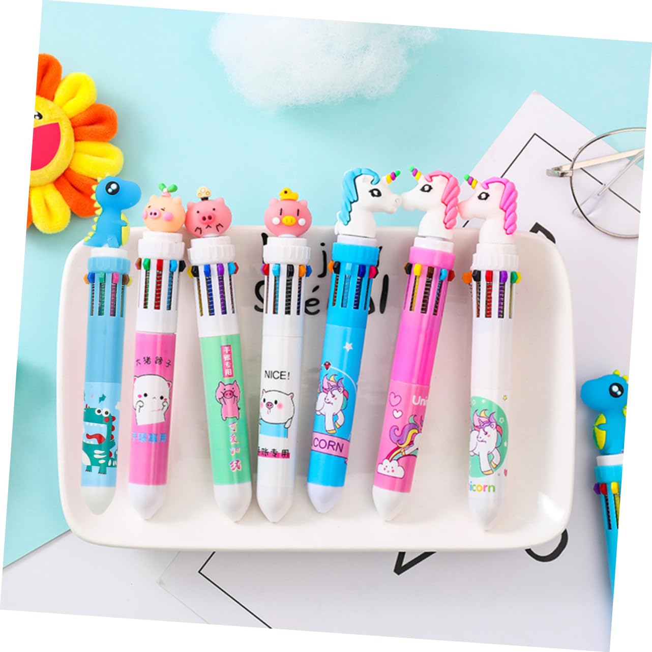 SHINEOFI 36piezas Bolígrafos De Bolita De Diseño De Estación Escolar Para Material Perfectos Para Dibujar y Firmar