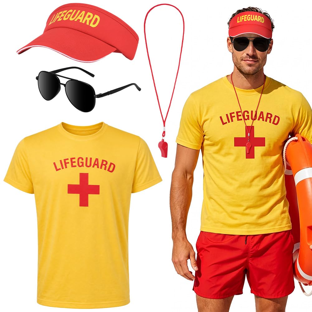 Alaoo 4PCS Life Guard Costume Accessories Set Including Clothing