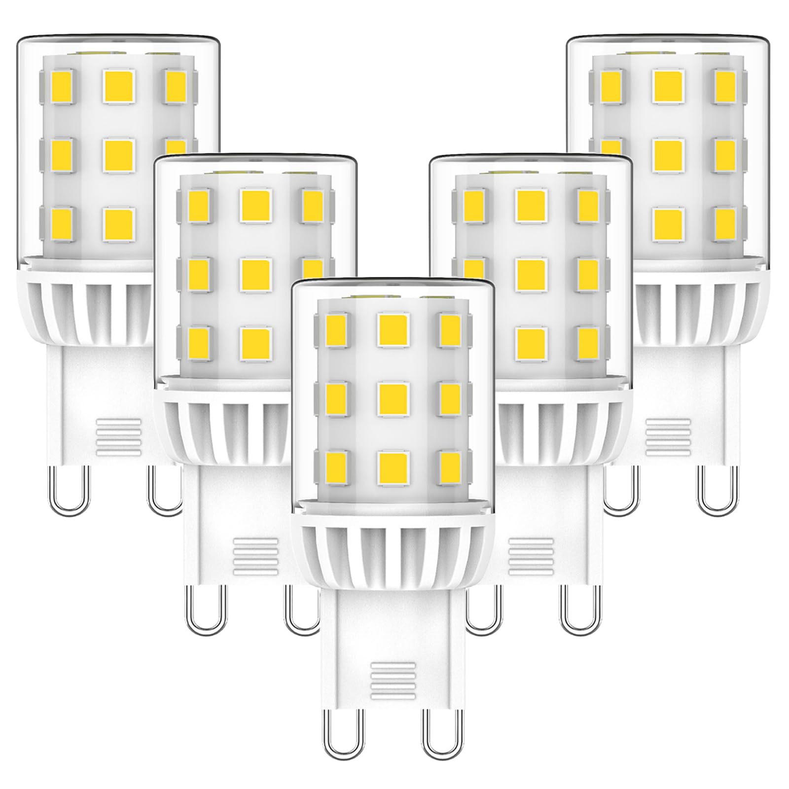 Yuiip G9 LED Bulbs 3W, 580LM, Non Dimmable, Equivalent to 30W-40W Halogen, Ceramic Base, Energy Saving G9 Capsule Bulbs, T4 Shape, 220-240V, Pack of 5 (5000K Daylight White)