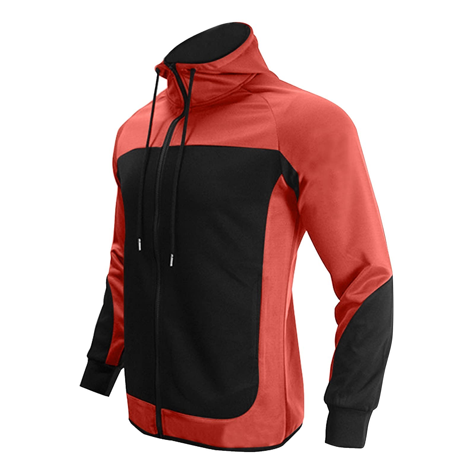 Uomo in piedi Sport Felpa con cappuccio Inverno e Autunno Contrasto Tempo libero Cucito Collare Tuta Maglione Uomo Costumi e Set e Abbigliamento per Uomini, Rosso, M, Rosso, M, Colore: rosso, M
