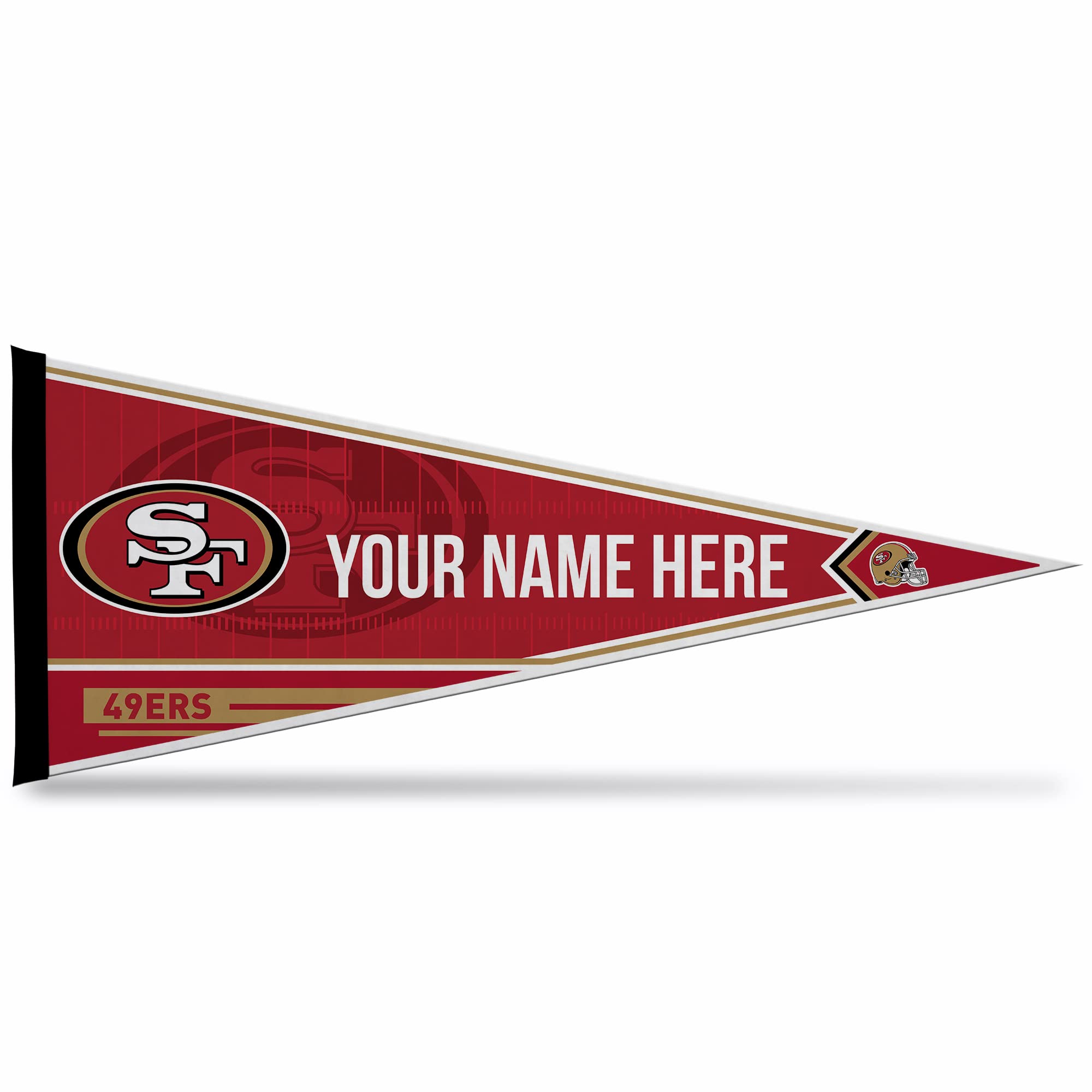 Rico Industries NFL Football San Francisco 49ers Personalized - Custom 12" x 30" Soft Felt Pennant - EZ to Hang