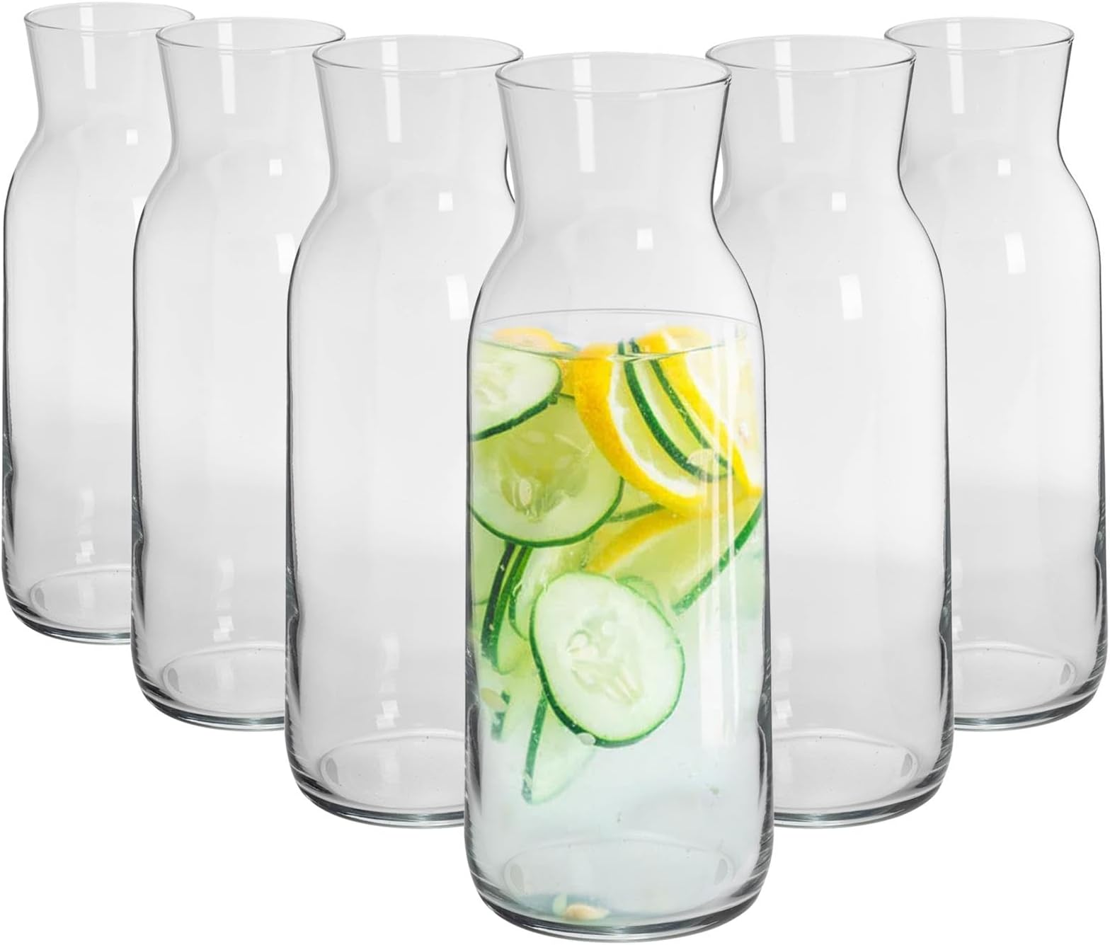 6X 1200ml Glass Water Jug - 'Brocca' Range - Juice Carafe Decanter for Water, Wine, Iced Tea - by Argon Tableware