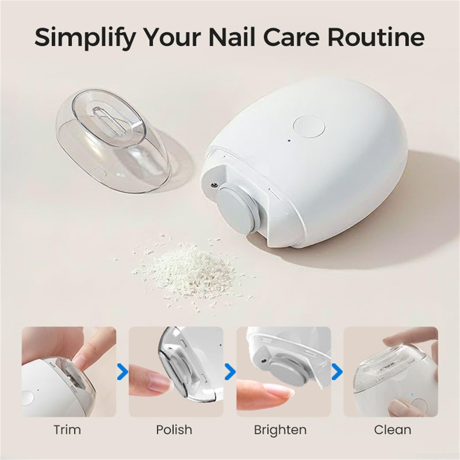 Universal Automatic Fingernail Grinder, Portable Electric Nail Clipper with LED Light & 3 Speeds for Gentle Nail Care, 3 in 1 USB Rechargeable Auto Fingernail Cutter Polishing Trimmer Gift (1Pcs) - image 6