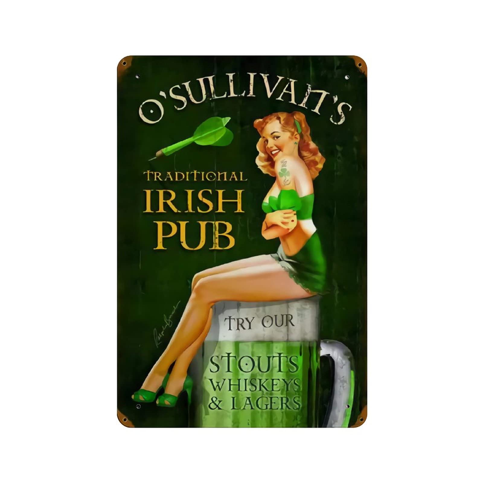 Targa In Metallo Pub Irlandese Vintage | Cartello Umoristico 40x10 Cm | Decorazione Da Parete Per Bar, Cucina, Garage, Giardino - 3