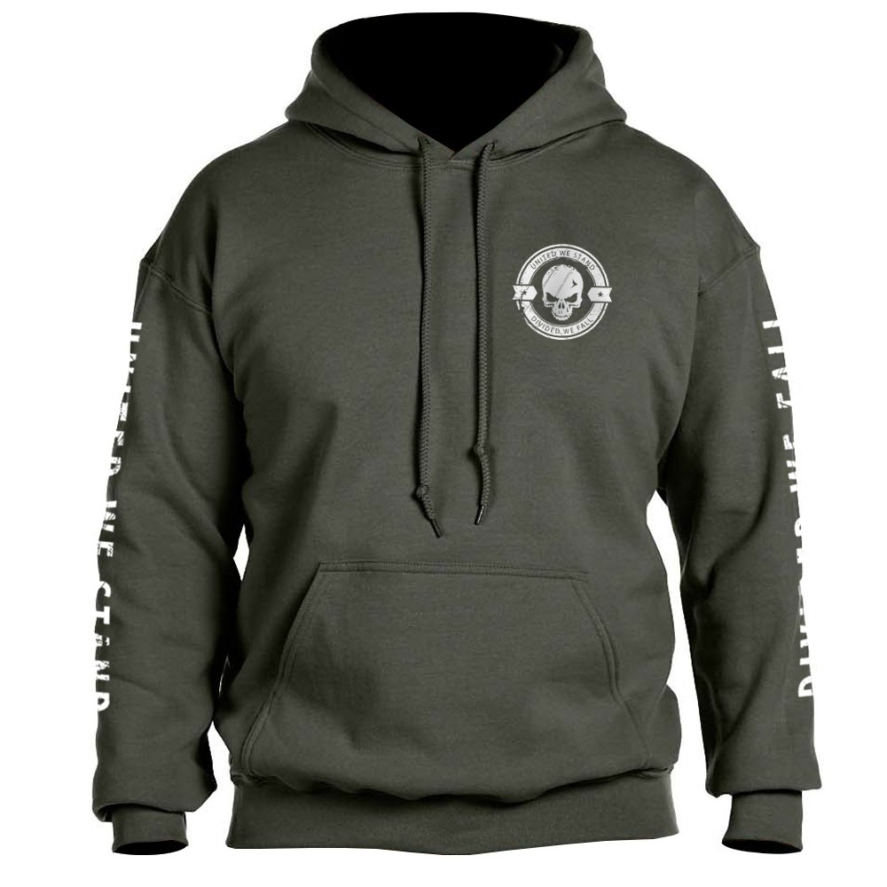American Patriotic Skull United We Stand Military USA Hoodie