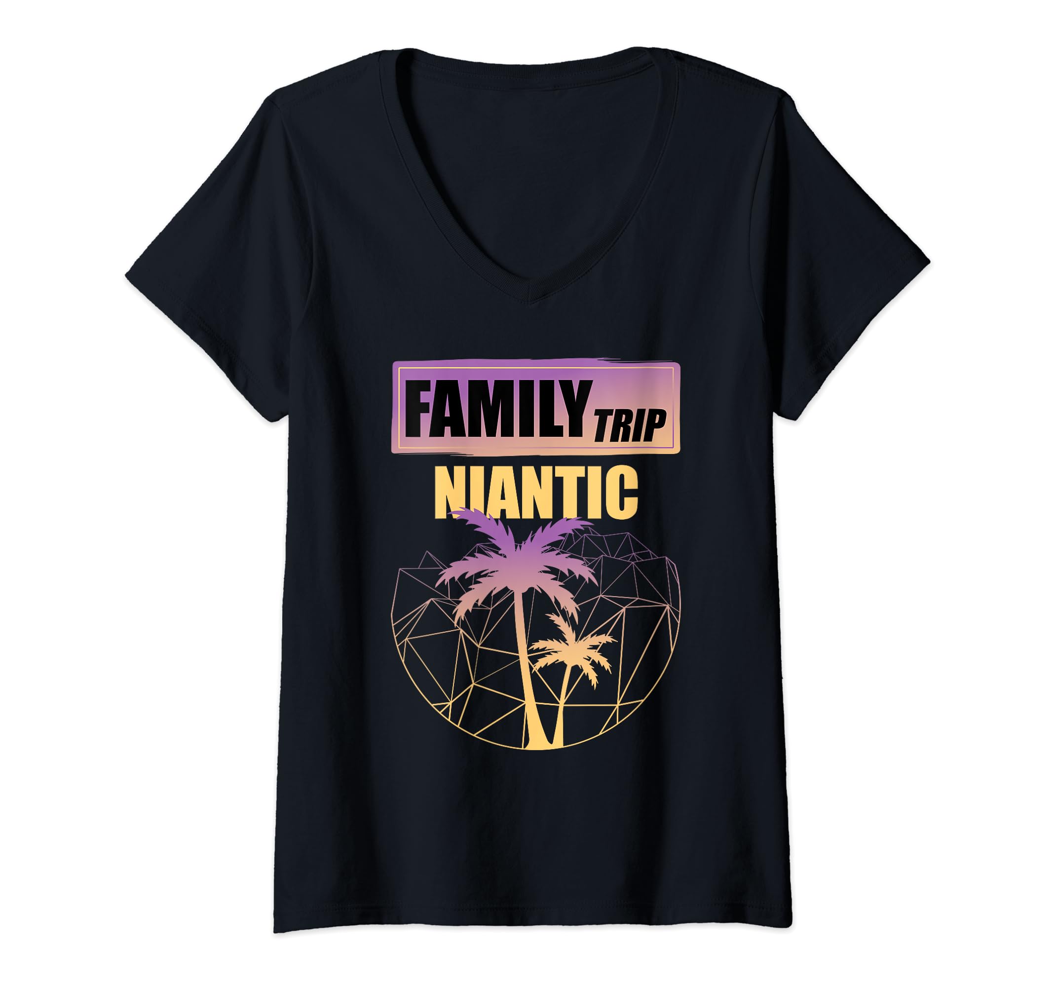 Niantic Family Trip Palm Vacation BeachV-Neck T-Shirt