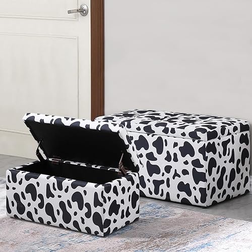 Miniatura 8 de Otomana de 2 piezas con almacenamiento, banco de almacenamiento de 48 pulgadas en el extremo de la cama + banco otomano de 43 pulgadas, reposapiés,