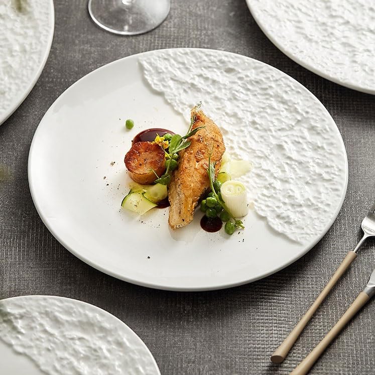 Generisch Catering-Teller, Steakteller, Keramikteller, Serviceteller, Platte, kreatives Hotel-Restaurant-Geschirr, runder Spaghettiteller, für alltägliche Mahlzeiten (Größe: 15,2 Zoll)