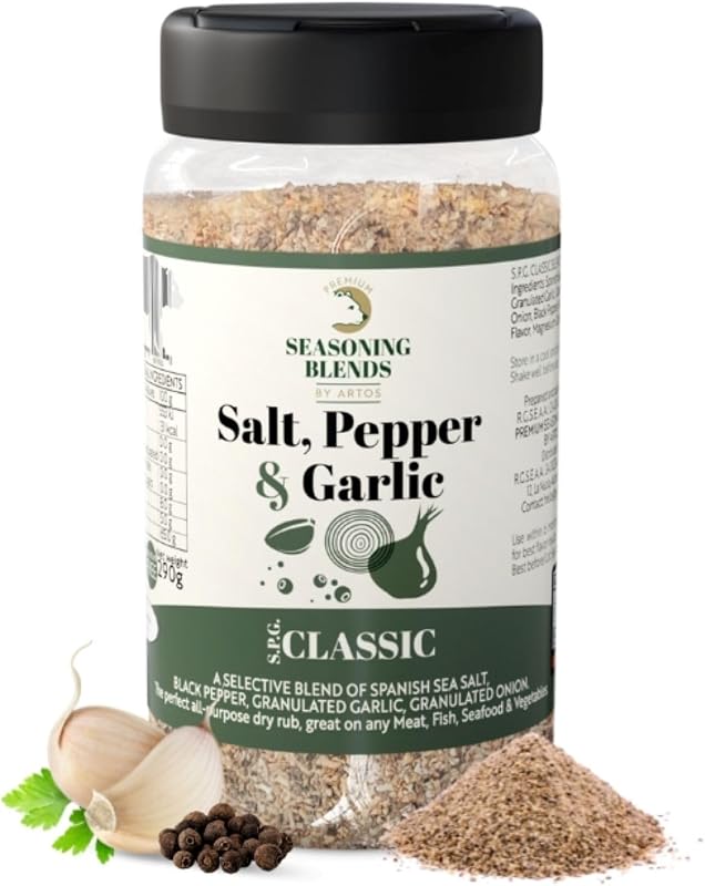 Premium Seasoning | Sazonador Sal Pimienta Ajo y Limón, 100% Natural sin ingredientes artificiales, Lemon Pepper with Spices, Especias para Cocinar Hamburguesa Costillas Pollo Pescado y otros, 280g