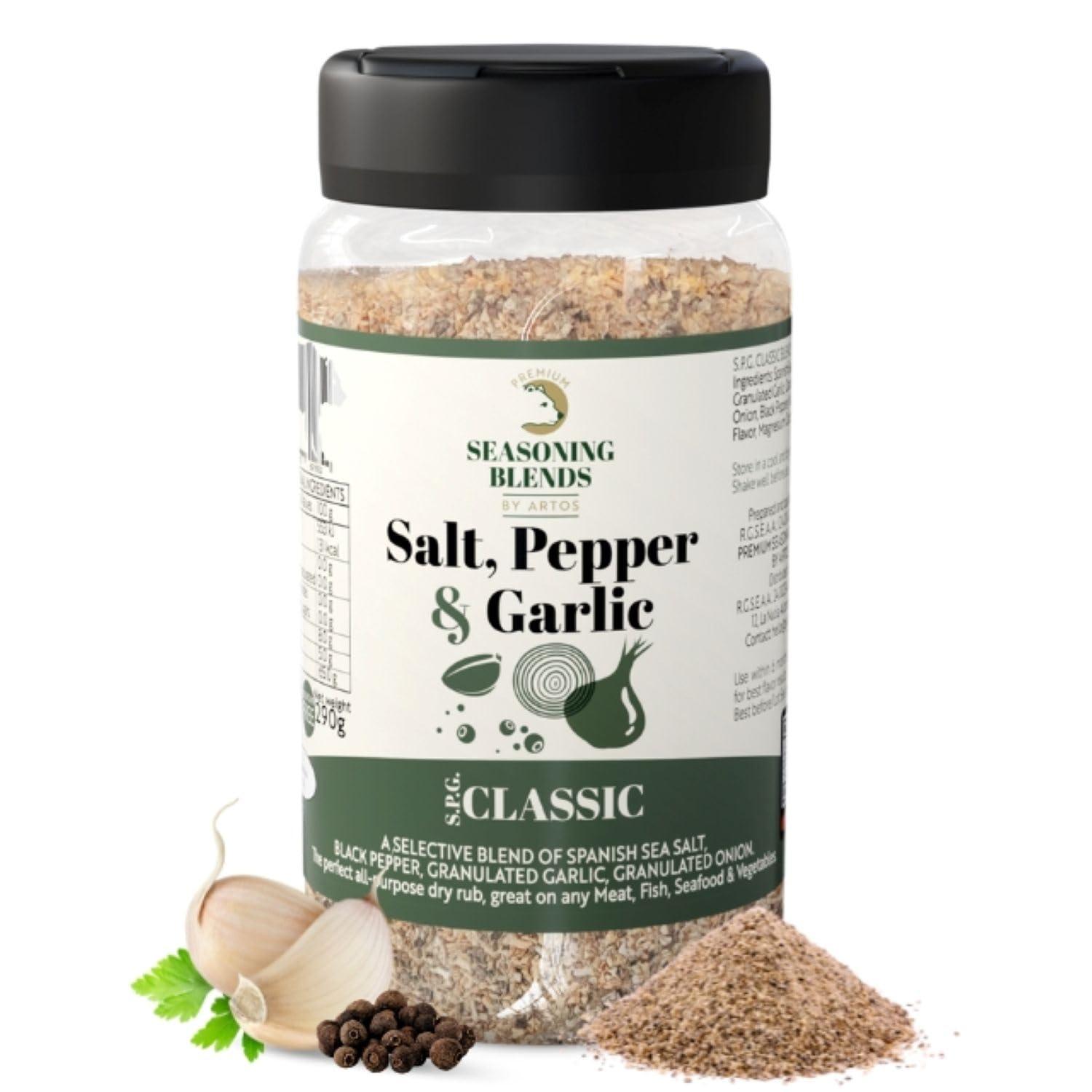 Premium Seasoning | Sazonador Sal Pimienta Ajo y Limón, 100% Natural sin ingredientes artificiales, Lemon Pepper with Spices, Especias para Cocinar Hamburguesa Costillas Pollo Pescado y otros, 280g - 1