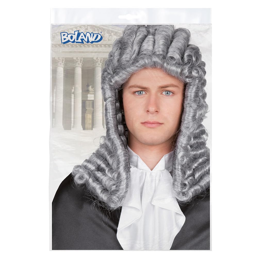 Boland Mens Grey Judge Wig Court Fancy Dress Up Nineteenth Century Historical Fancy Dress Adult One Size, Gris - Image 3