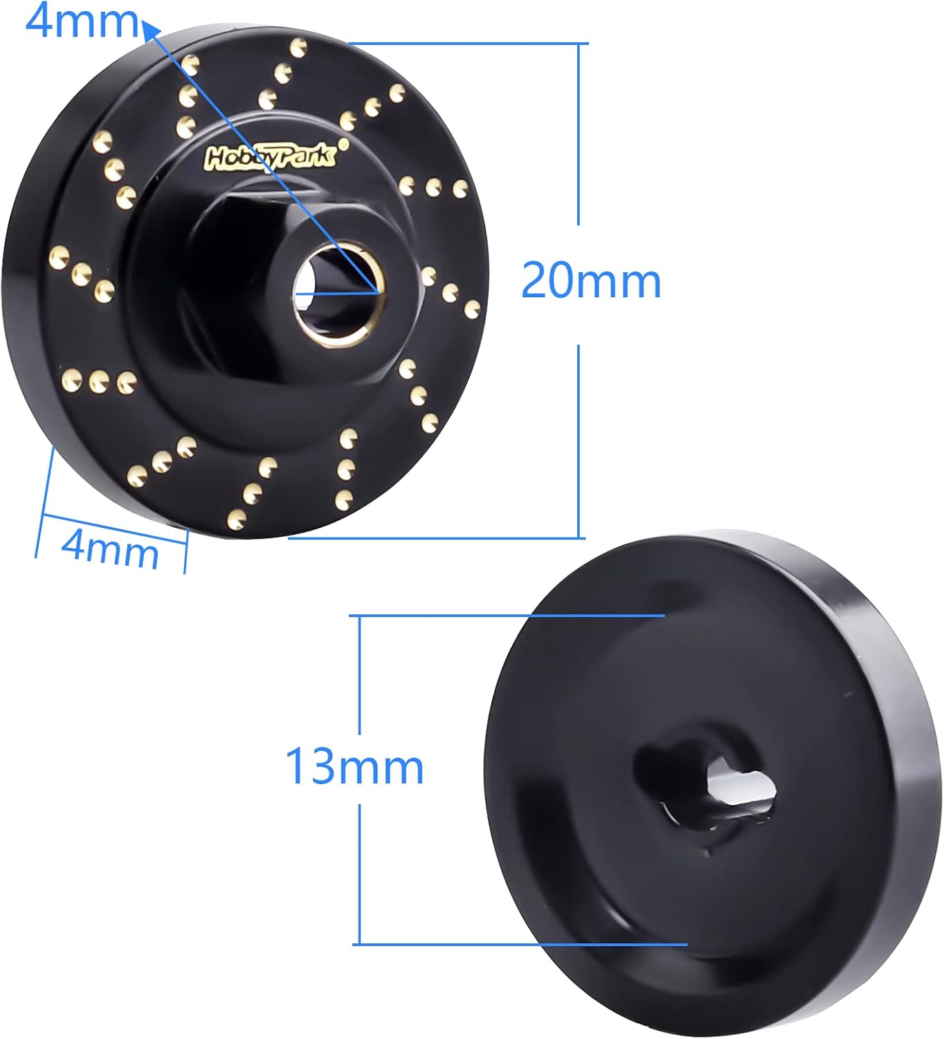 HobbyPark Brass 1.0 Beadlock Wheel Internal Ring Clamp for 1/18 Traxxas TRX4M with Extended Wheel Hex Spacers Wheel Weights