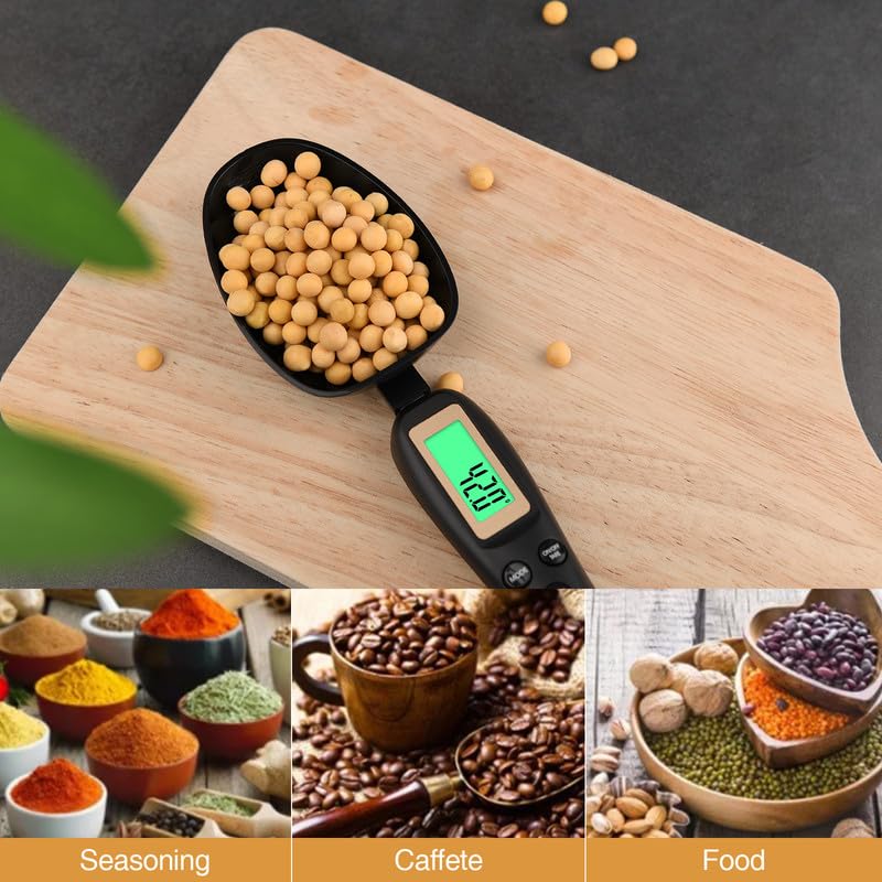 Miniatura 8 de Mafiti - Cuchara de medición digital, cuchara de medición electrónica ajustable de 500 g / 0,1 g de alta precisión para gadgets de cocina, comidas