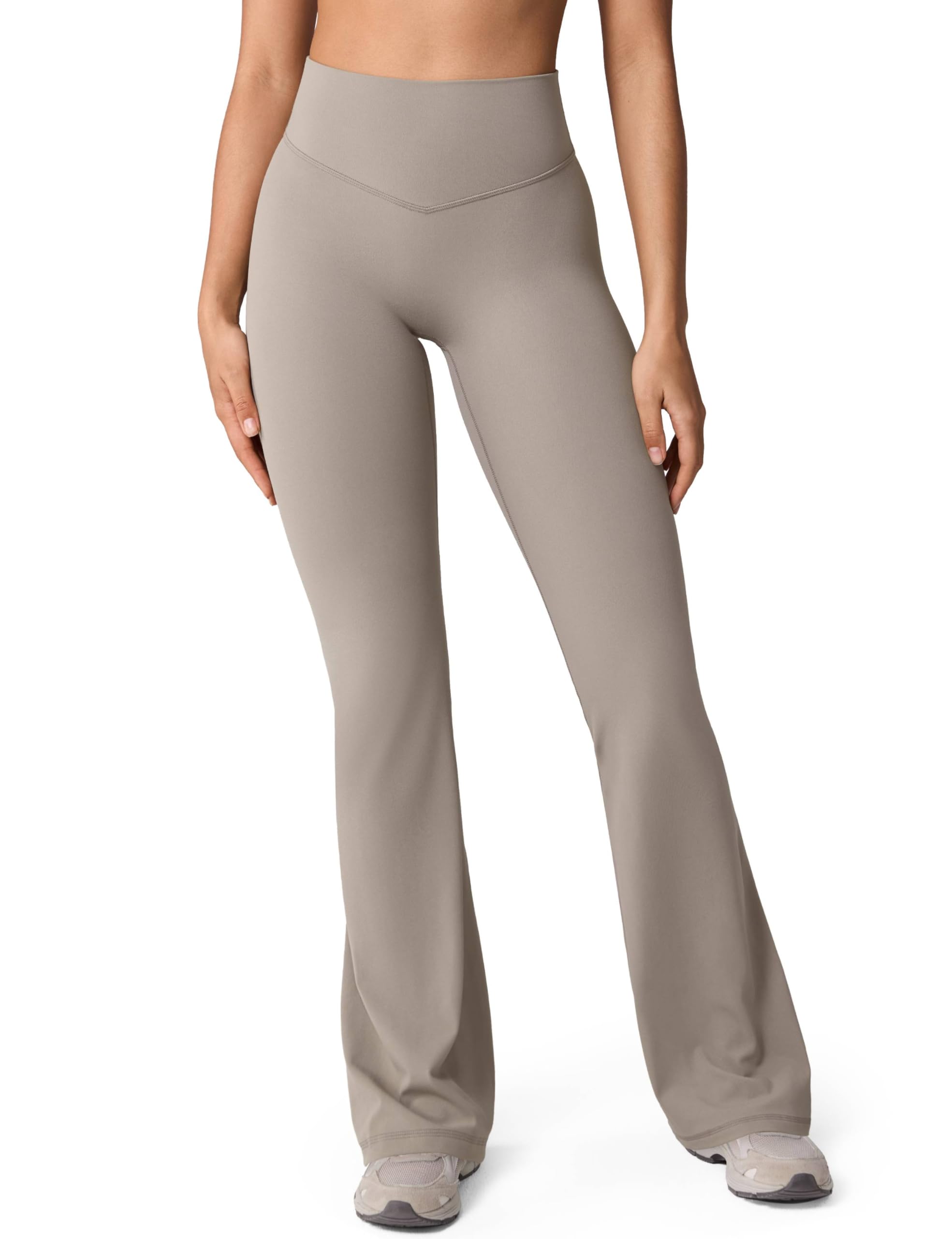 UNISSU Hugcurve No Front Seam Flare Leggings | 29.5''/31.5''/33.5'', High Waisted, Buttery Soft, Booty Flattering, Women's Yoga Pants — Creamy Latte by Amazon