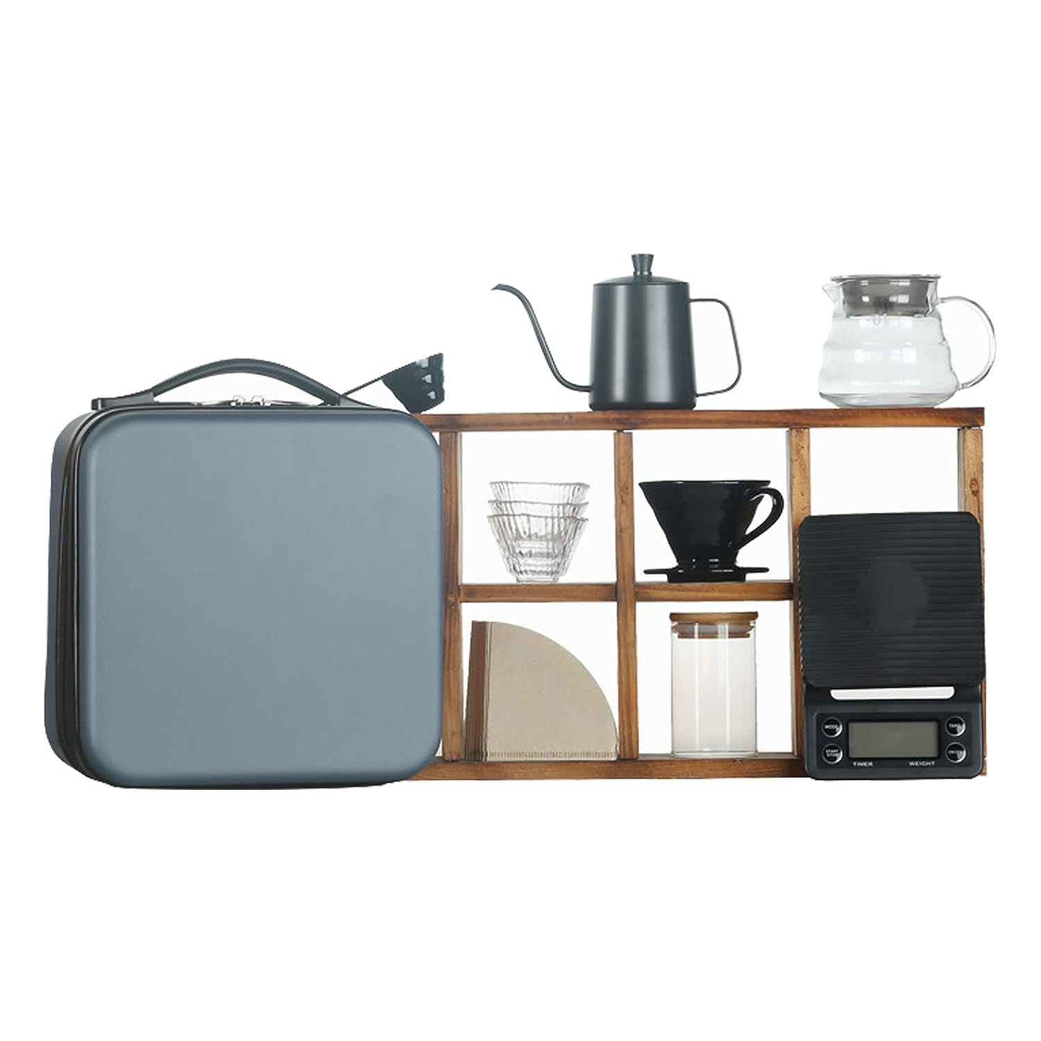 Sponsored Ad – V60 Drip Coffee Machine Set with Delicate Coffee Sealed Cans and Automatic Timed Coffee Scale and Coffee Pot with Thermometer Travel Portable Coffee Set (11 PCS)