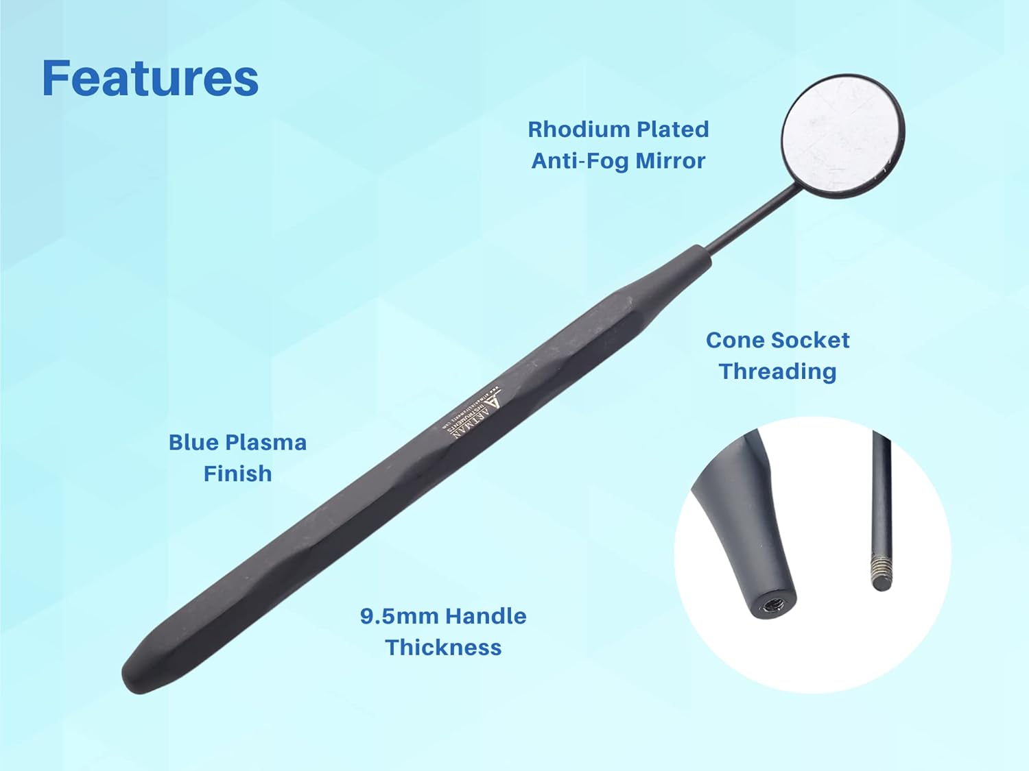 Bundle of Dental Mouth Mirror Pack of 10 with Stainless Steel Handle by Artman Instruments Dental Mirror Stainless Steel Matte Black, Set of 5 Dental