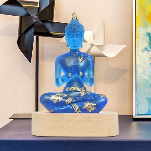 Vimtrysd Buddha Statue With Led Light Base, 7'' Seated Small Figurine Collectibles Decor, Transparent Sculpture Ornaments For Home Decoration #TOP4