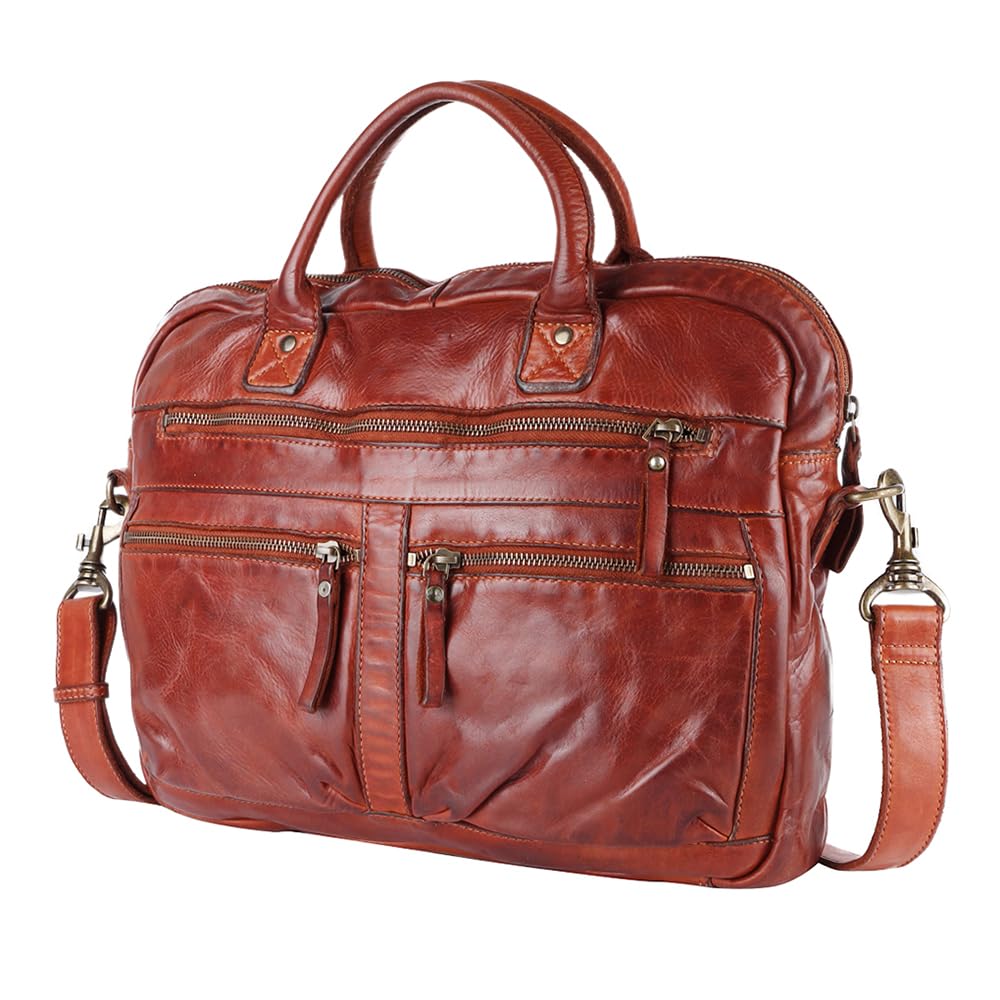 Spaghetti Western Thin Leather Laptop Bag Cognac 38 In X 30 In