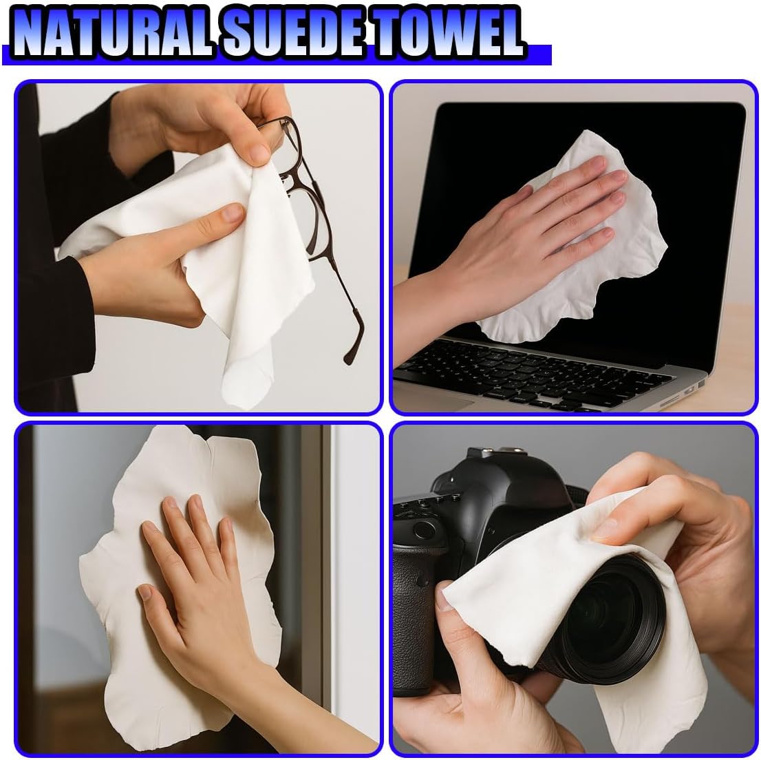 Chamois Cloth for Car, 38"×24'' Natural Sheepskin Leather Absorbent Drying Towel, Non-Scratch Car Wash Care Accessory, Easy to Maintain Washing Cloth for Automotive Cleaning (38"×24'')