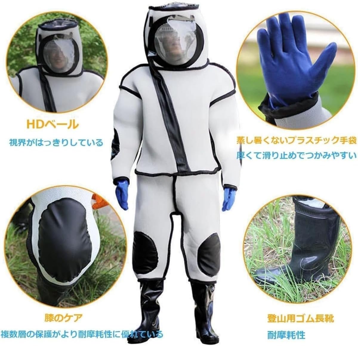 [Wyazziv] 蜂防護服 スズメ蜂 万全防護服 害虫駆除 スズメバチ駆除用蜂防護服 つなぎ服 通気性保護装備 作業服 バッテリー