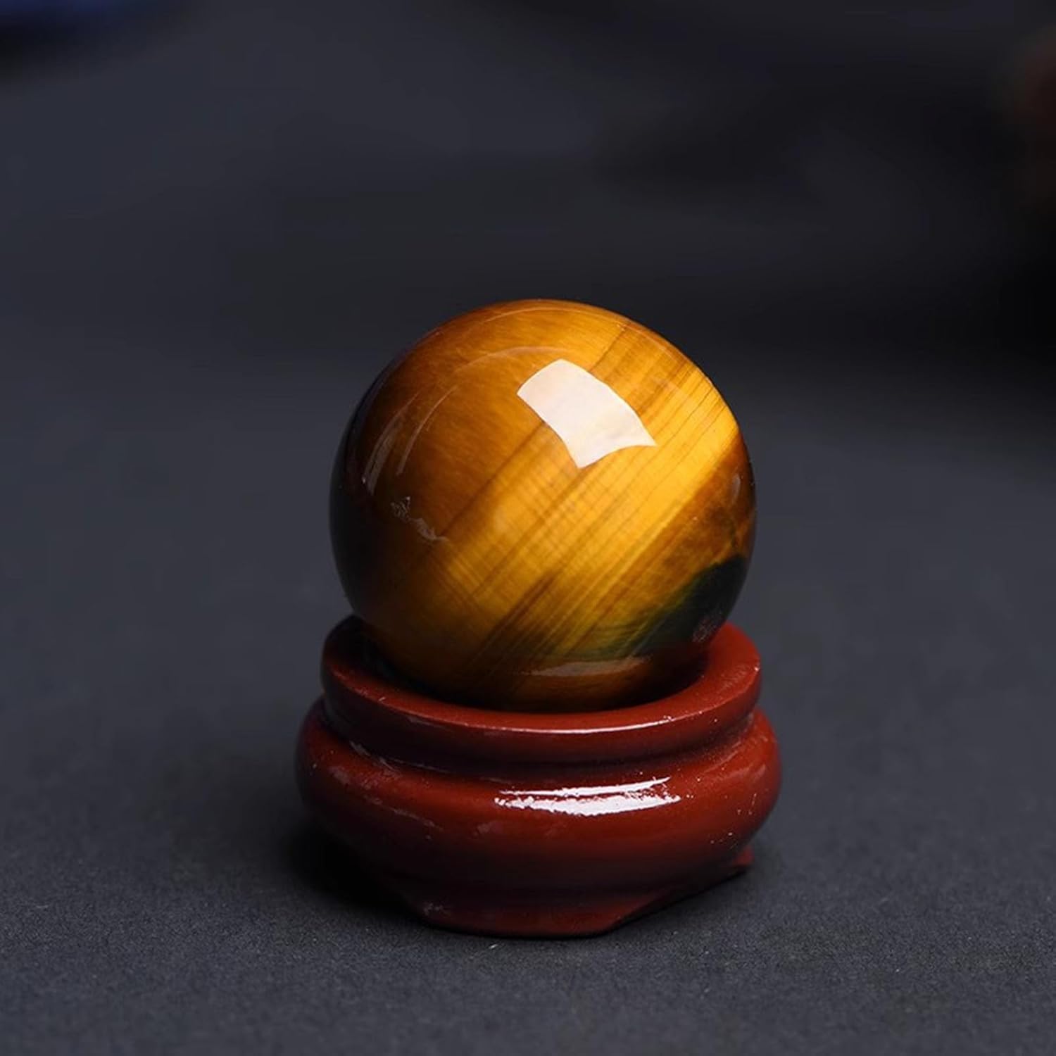 Tiger Eye Stone Crystal Ball Polished Gemstone Sphere Prop Ornament for Feng Shui Divination Fortune Telling Tabletop Fountain Decoration,7cm
