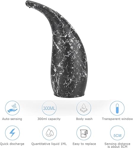 Miniatura 9 de Keenso Dispensador automático de espuma sin contacto, 10.1 fl oz, mármol negro