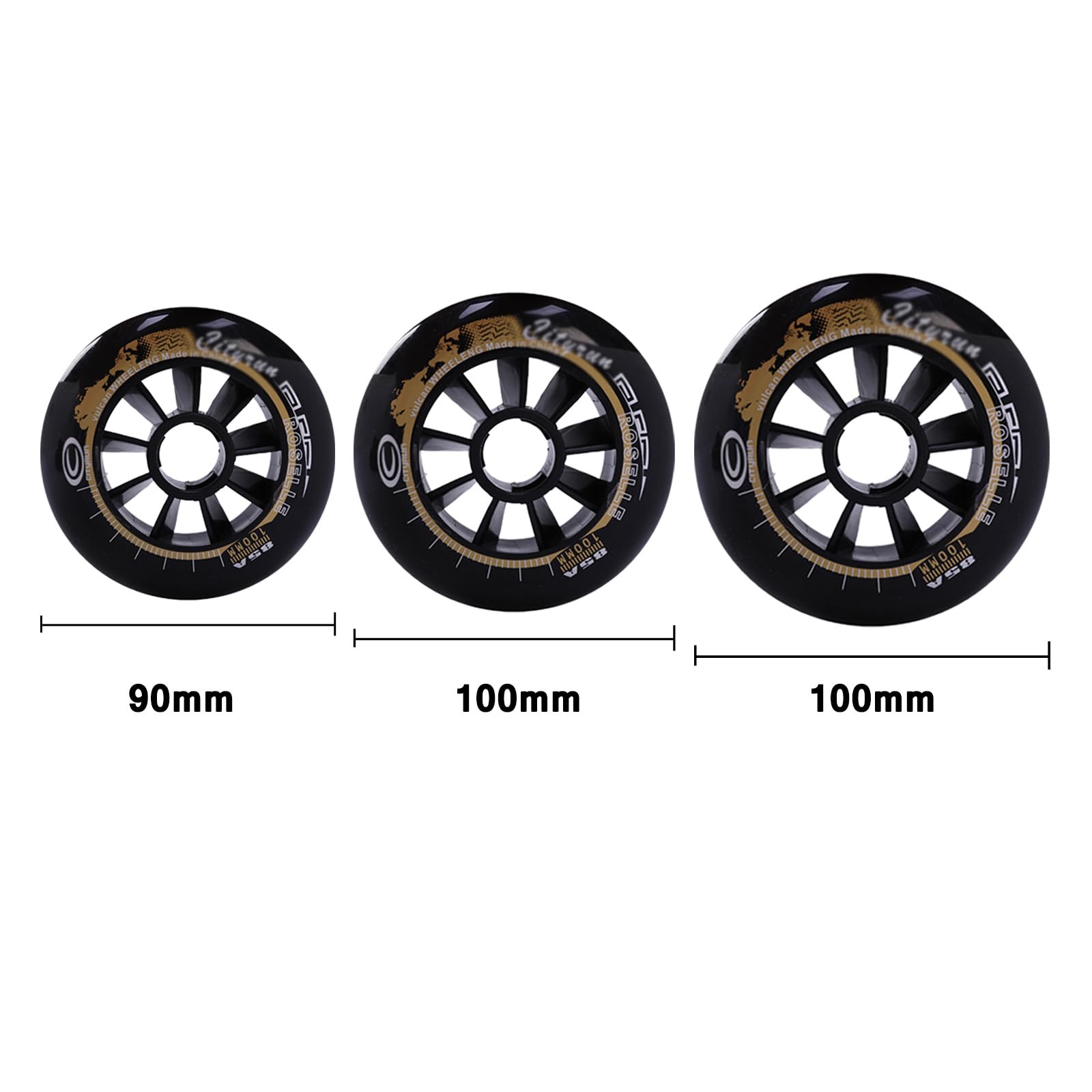 Inline-Skate-Räder mit 6/8er-Pack Inline-Skate-Räder, 85 A, 90 mm, 100 mm, 110 mm, Ersatzrollen für Rollschuhe, Rollschuh-Räder für drinnen und draußen, Gepäck-Räder, Stützräder, 6 Packungen, 110 mm