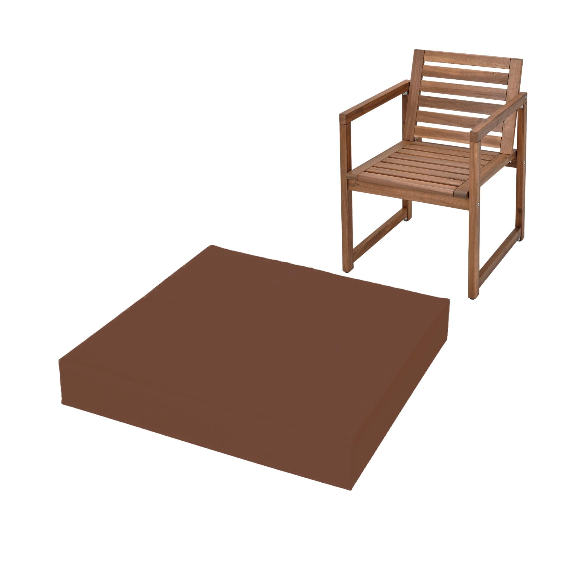 FIVE MOONS 4cm Thick Waterproof Chair Cushion Seat Foam Pad For Kitchen Dining Living Room & Garden Patio Rattan Furniture Removable Zipped Cover (Brown, 16" x 18" (40 x 45 cm))