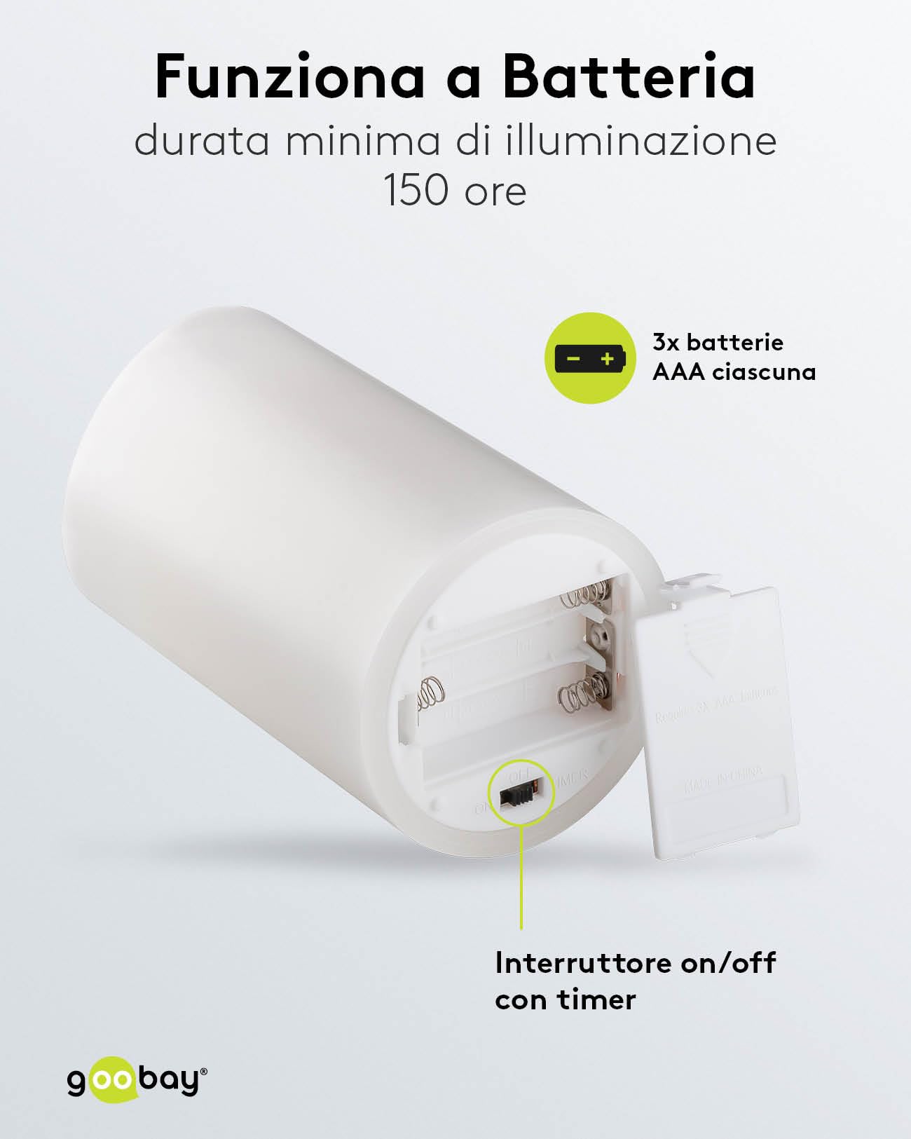 Goobay Candela con Luce LED Set di 3