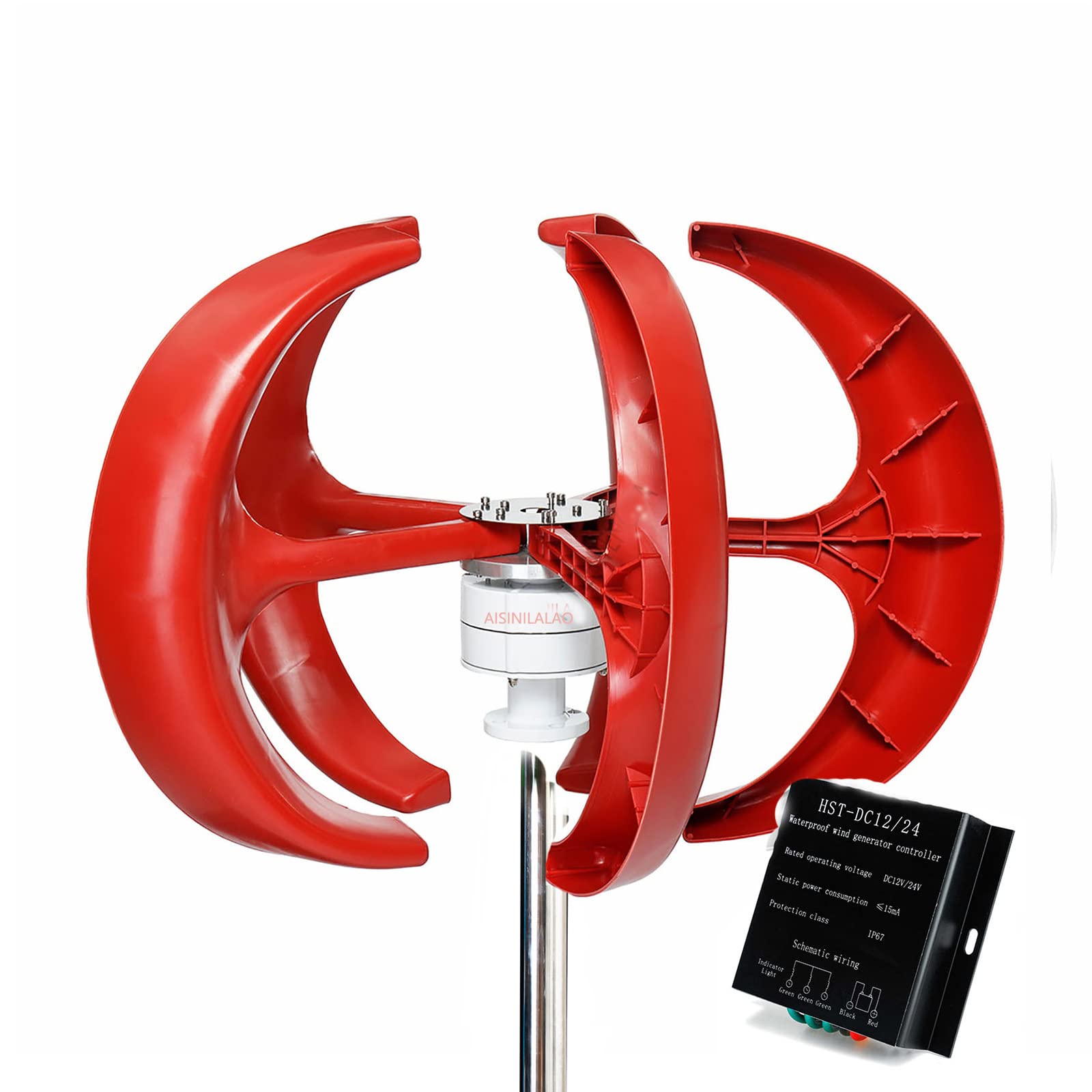 Kit di Turbine eoliche Verticali da 12000W 5 Lame,110V/ 220V Generatore di energia eolica a Bassa velocità con Controller per casa, Campeggio