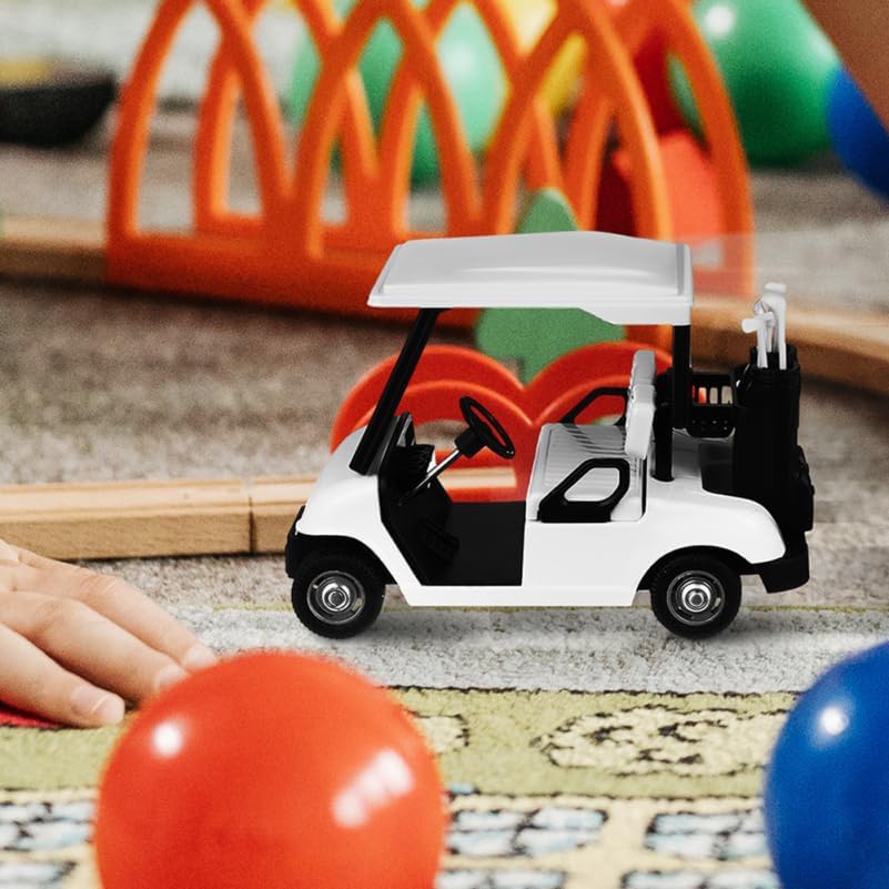 Miniatura 6 de Toyvian 2 piezas de mini carrito de golf para niños, decoración de pasteles, mini carrito de golf fundido a presión, modelo de golf, juguete de