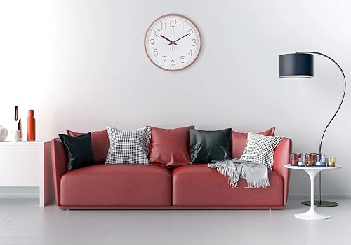 Miniatura 2 de Reloj de pared moderno de 12 pulgadas, silencioso, sin tictac, decorativo, funciona con pilas, para sala de estar, oficina, baño, cocina, marco de