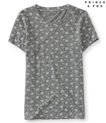 Aeropostale Women's Floral Dot Crew Skinny Tee Shirt M Medium Heather Grey