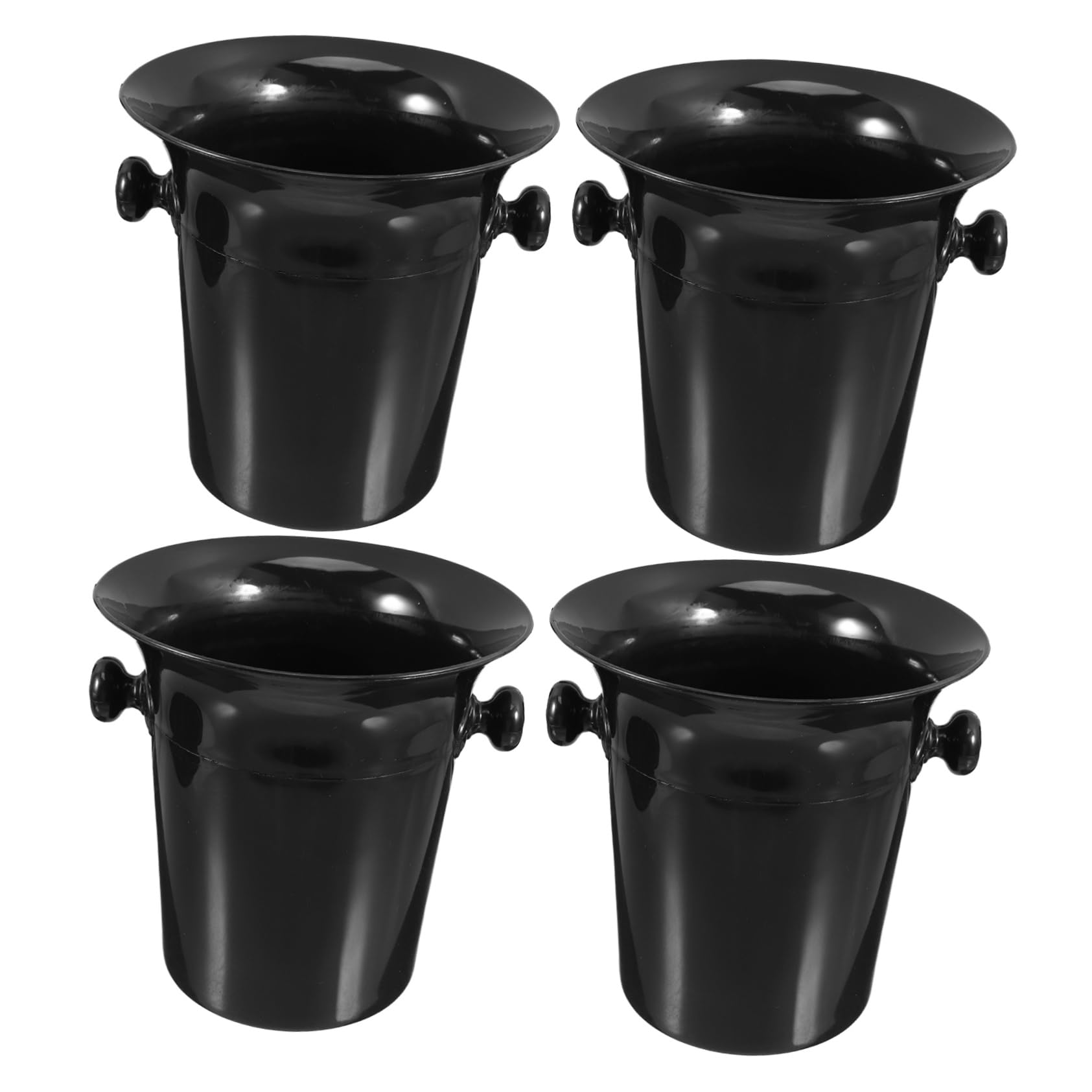 Escupideras para Cata de Vino de Plástico Negro Doble Asa, Diseño Redondo Occidental, Paquete de 4 Piezas para Fiestas y Bodegas