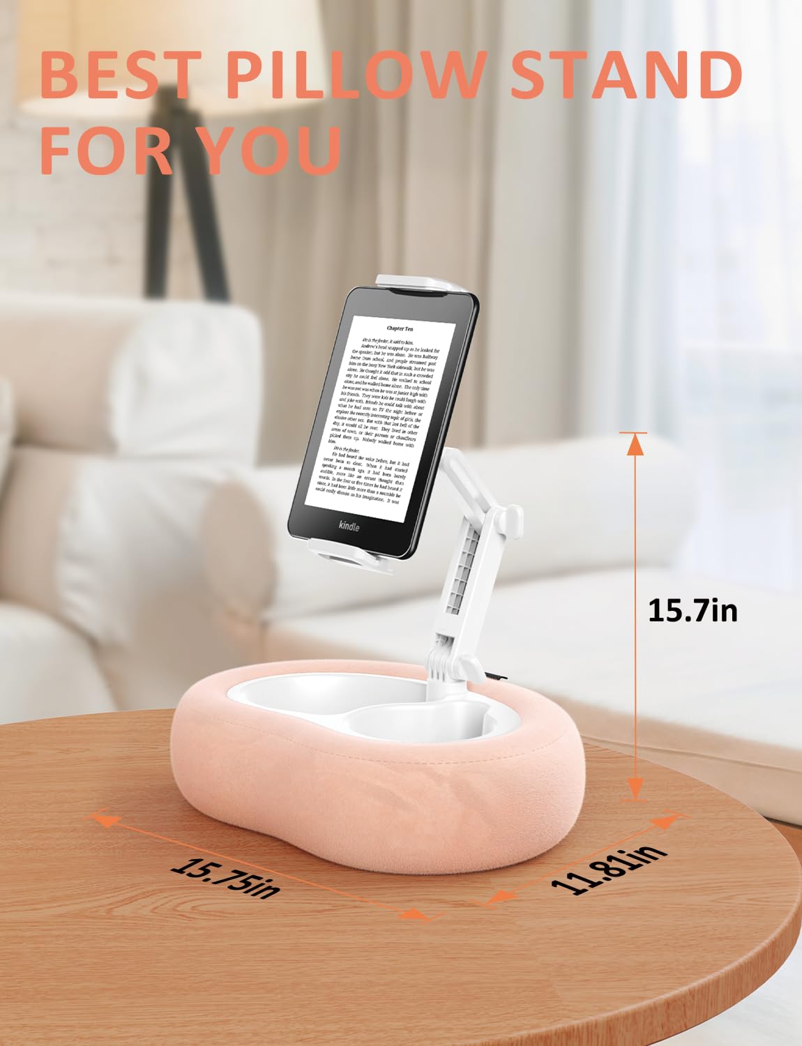 Supporto per Tablet e Leggio a Cuscino per E-Reader con 2 Vassoi Rimovibili & Cuscino Morbido in Peluche per Letto/Grembo, compatibile con iPad/Kindle/Kobo/iPhone/Android/Altri Dispositivi 4,7–16.1"